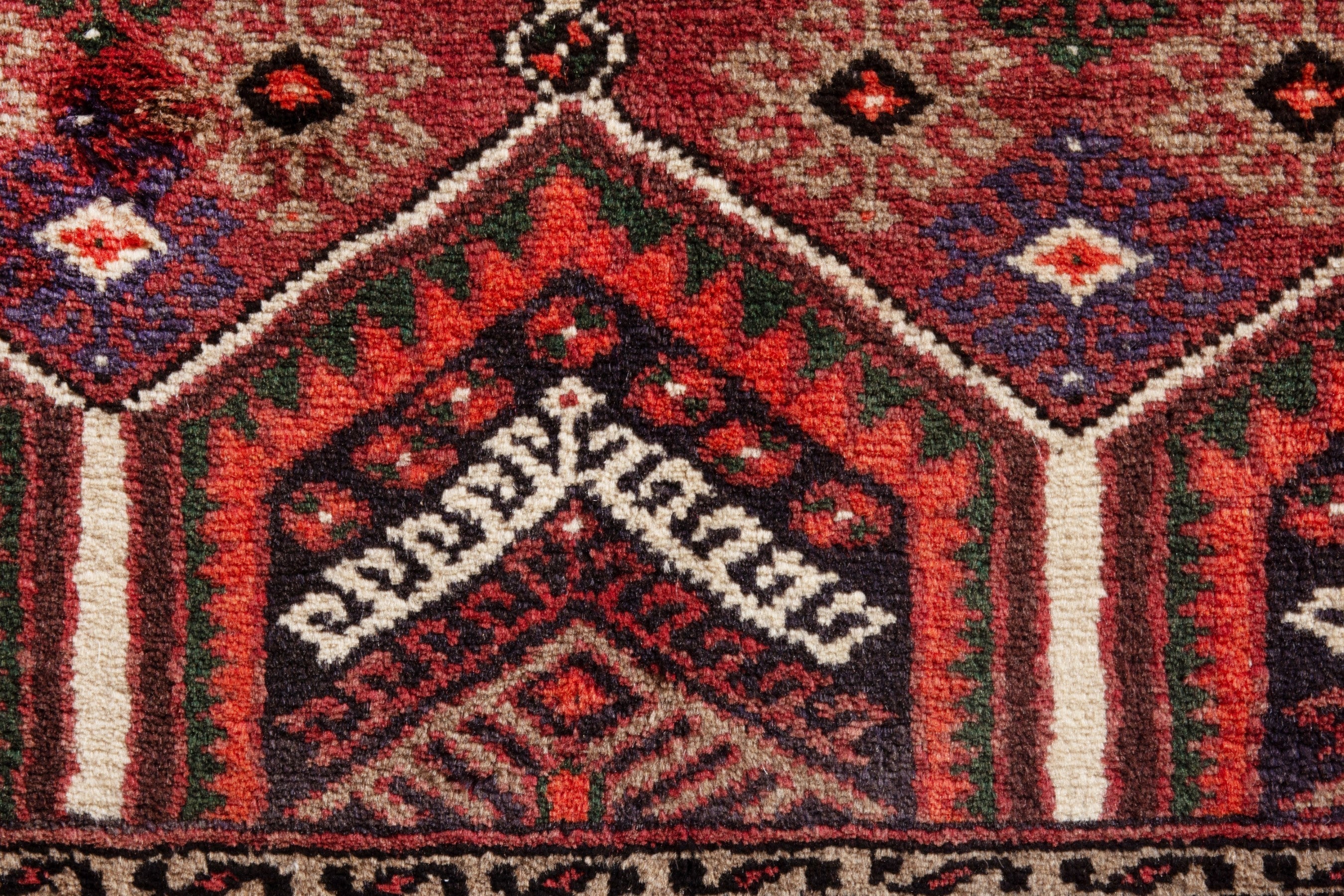 Persian Hamedan accent rug in deep red and burgundy, view 14 of 18