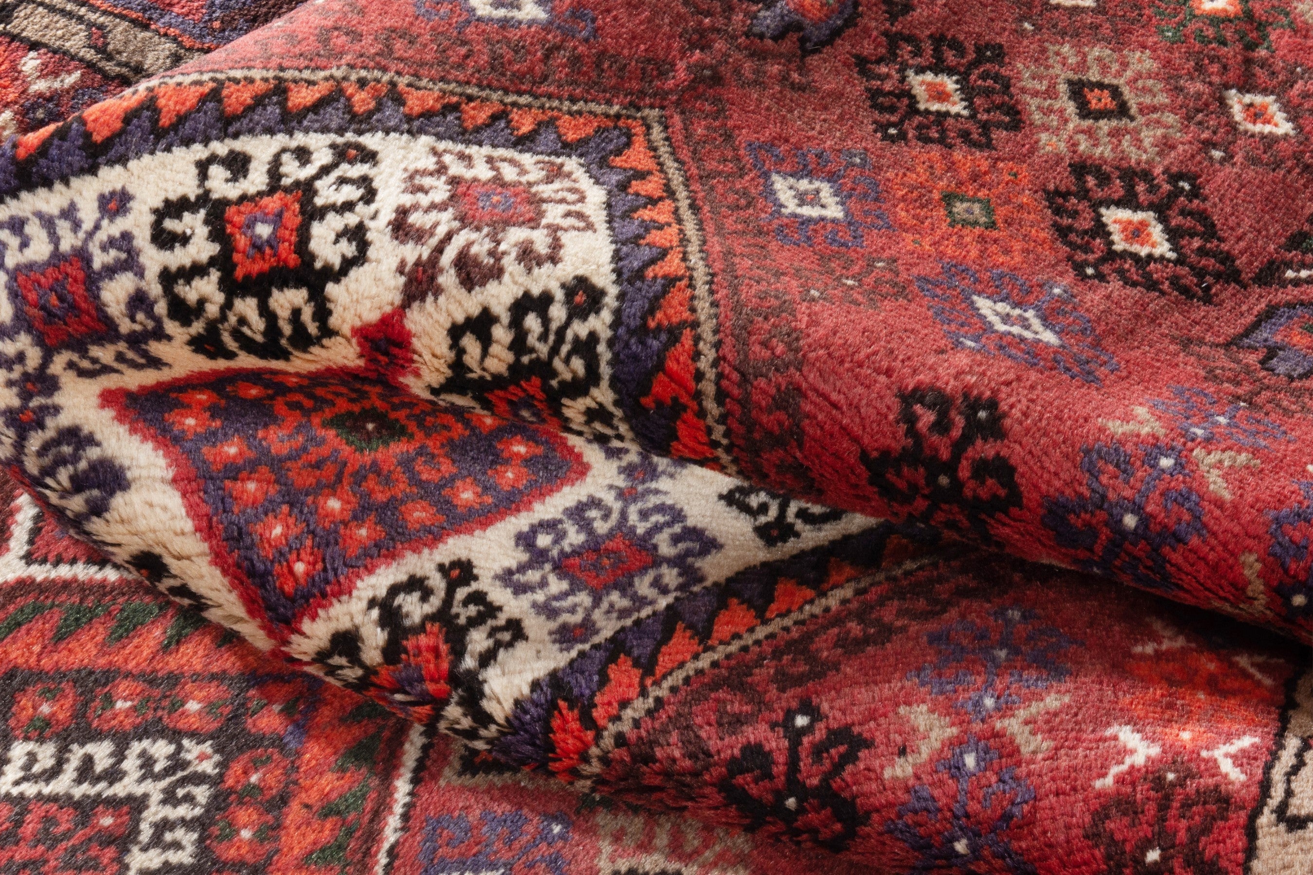 Persian Hamedan accent rug in deep red and burgundy, view 15 of 18