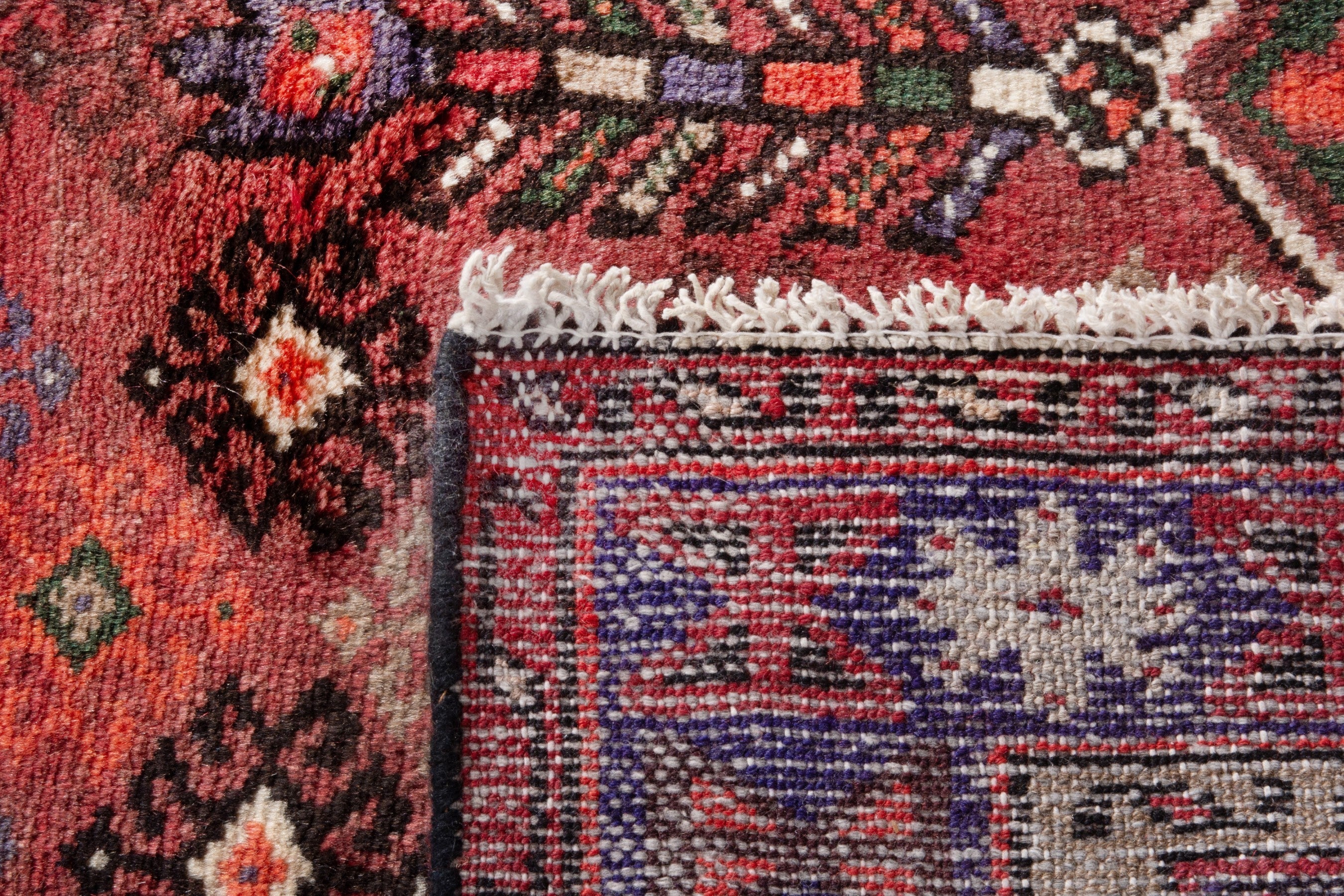 Persian Hamedan accent rug in deep red and burgundy, view 18 of 18
