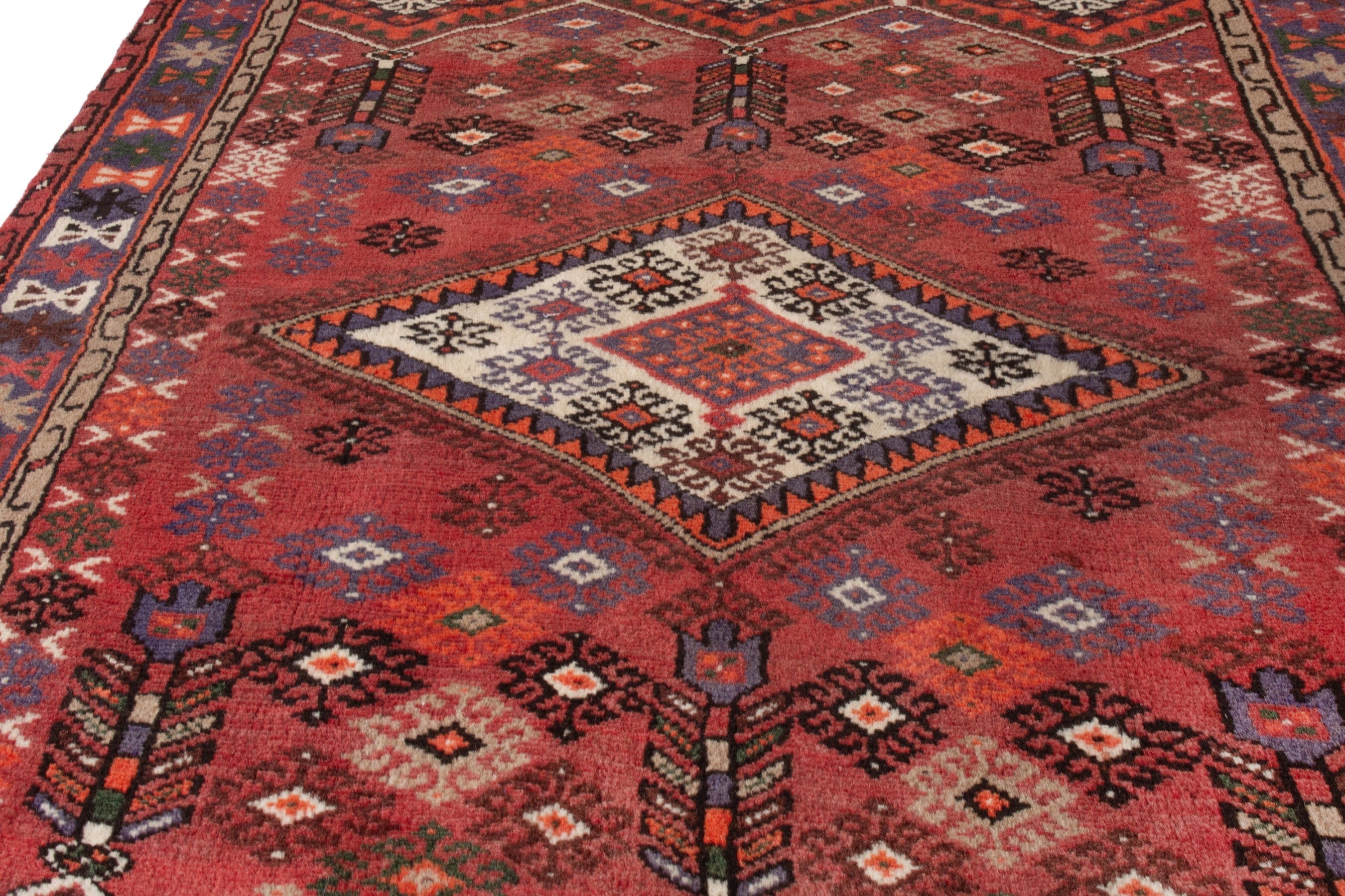 Persian Hamedan accent rug in deep red and burgundy, view 9 of 18