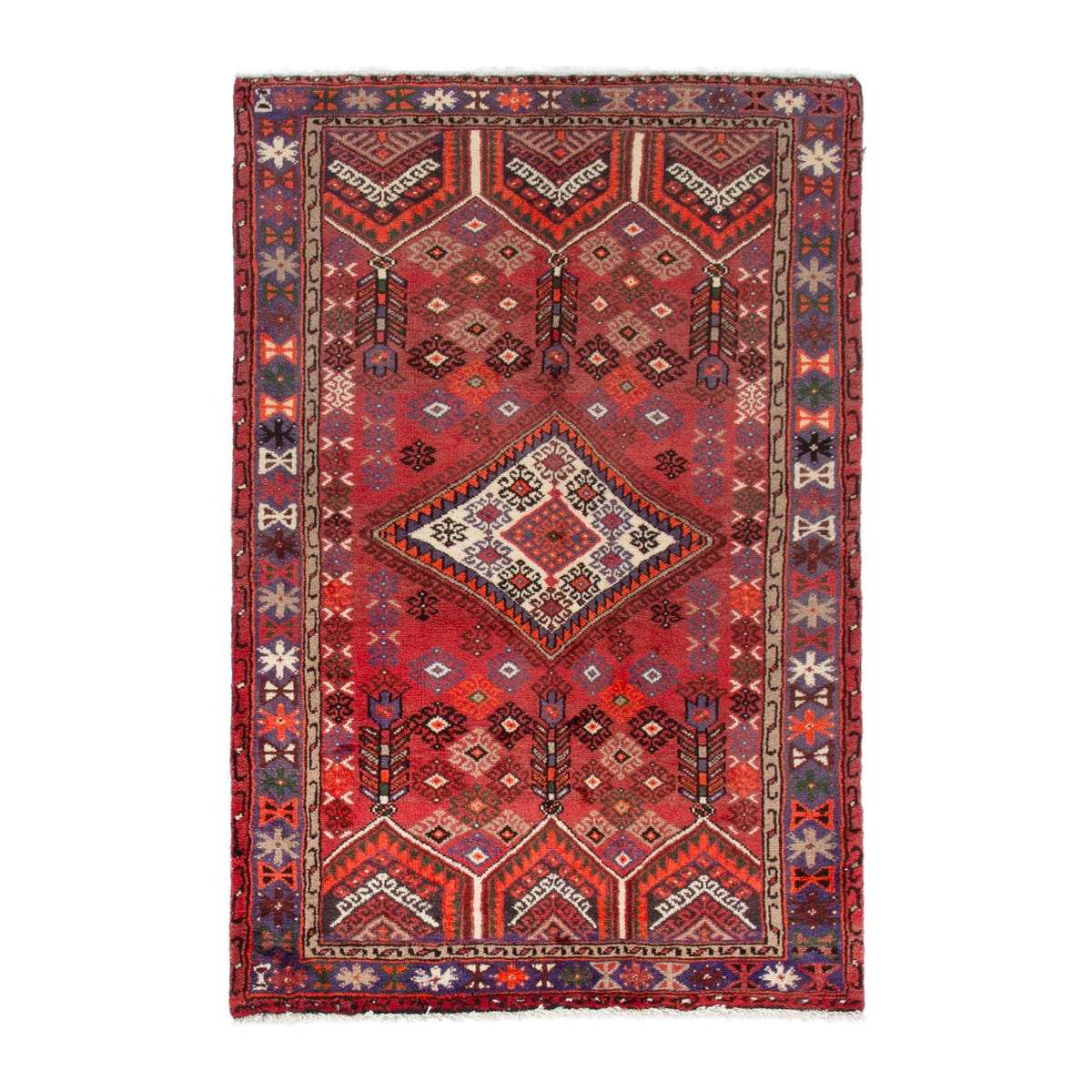 Persian Hamedan area rug in deep red and burgundy, 3'11" x 6'3"