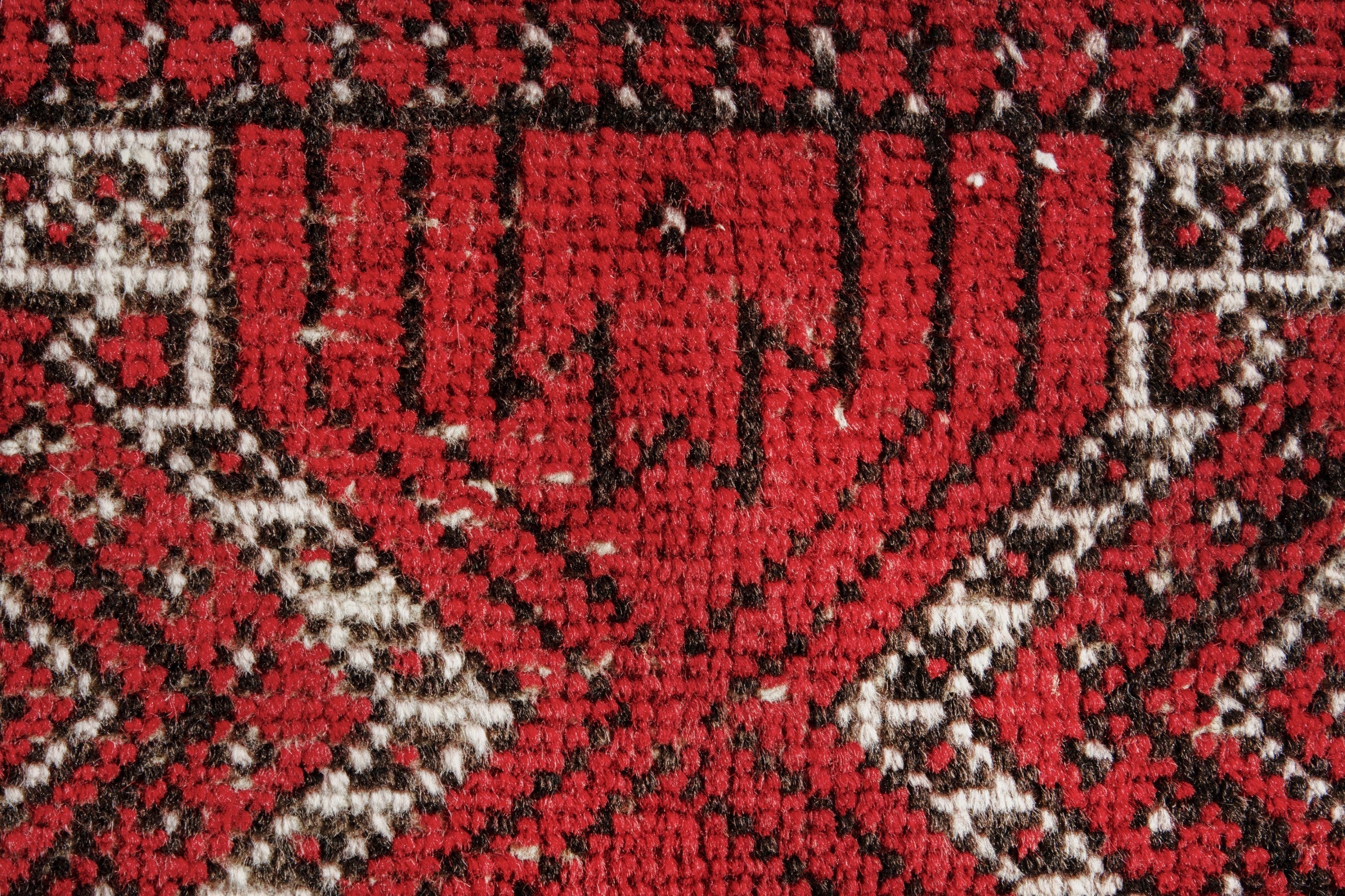 Persian Ferdos accent rug in deep red and cream, view 13 of 17