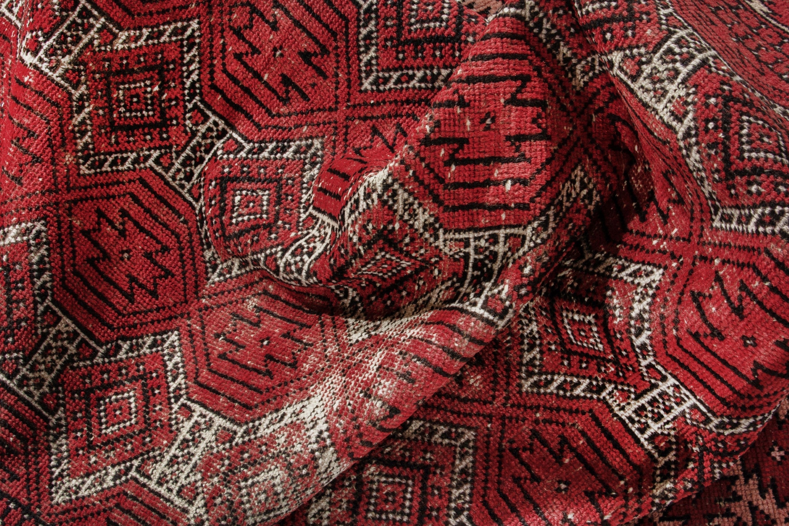 Persian Ferdos accent rug in deep red and cream, view 14 of 17