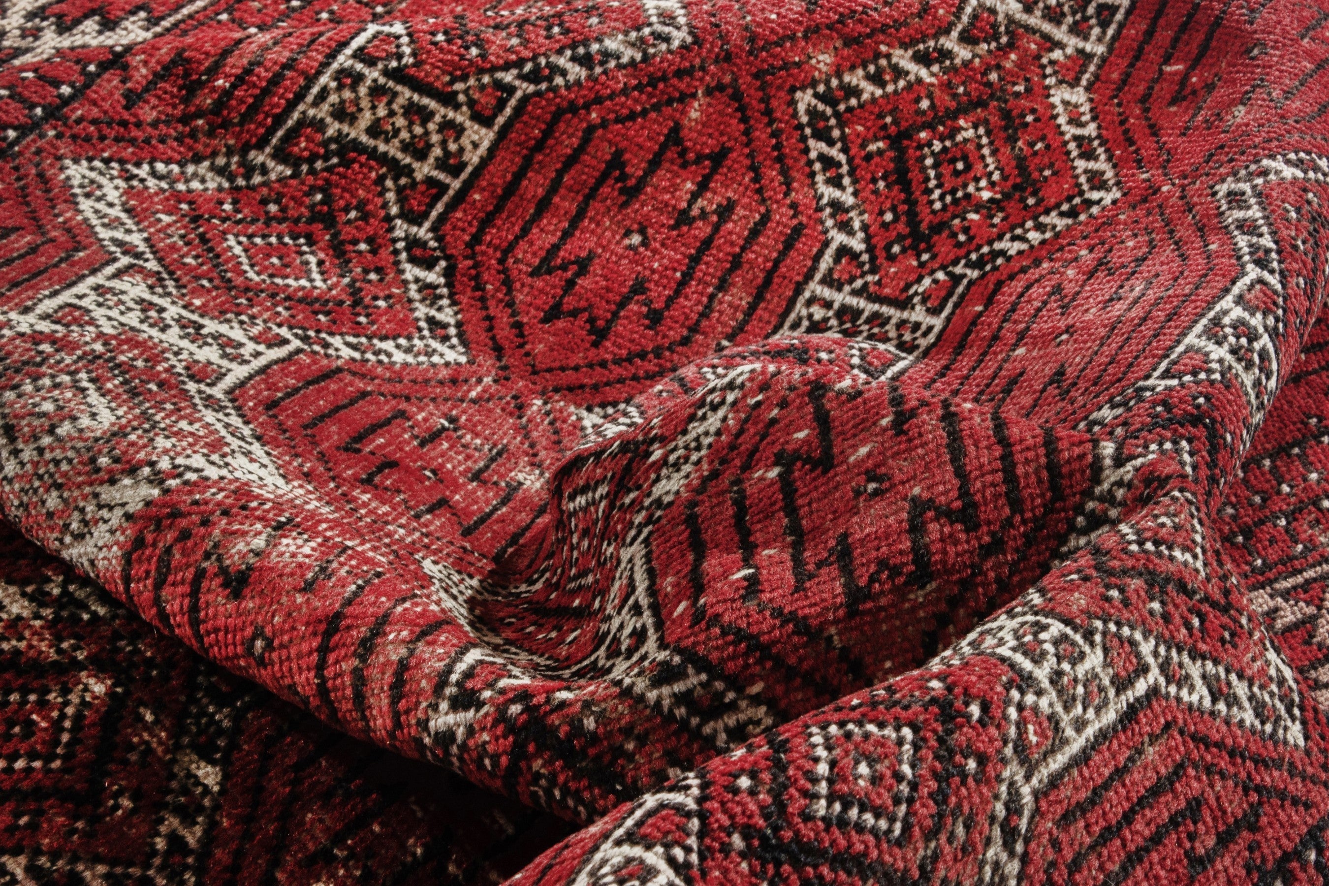 Persian Ferdos accent rug in deep red and cream, view 15 of 17