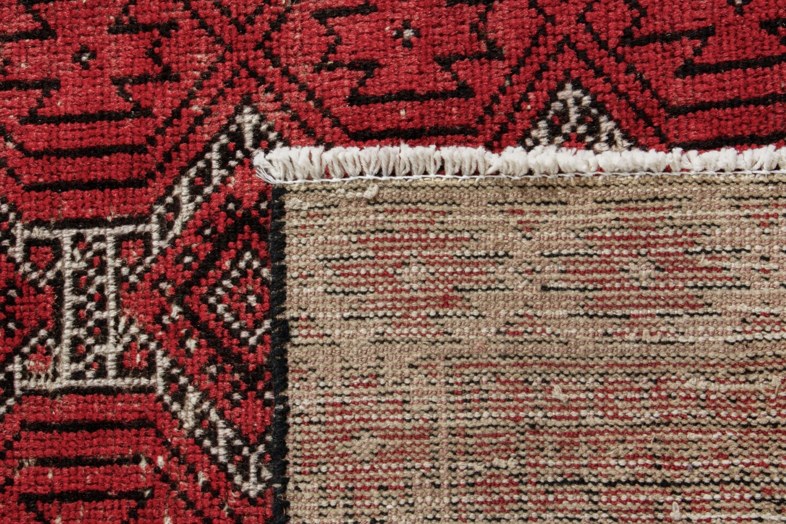 Persian Ferdos accent rug in deep red and cream, view 17 of 17