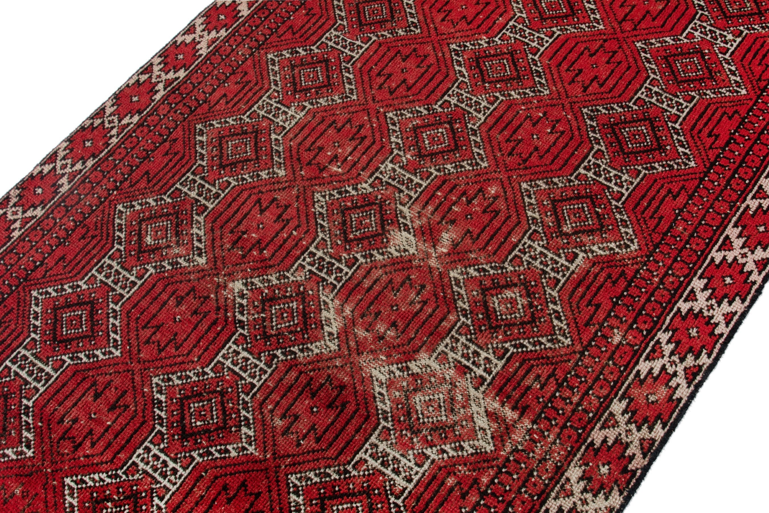 Persian Ferdos accent rug in deep red and cream, view 6 of 17