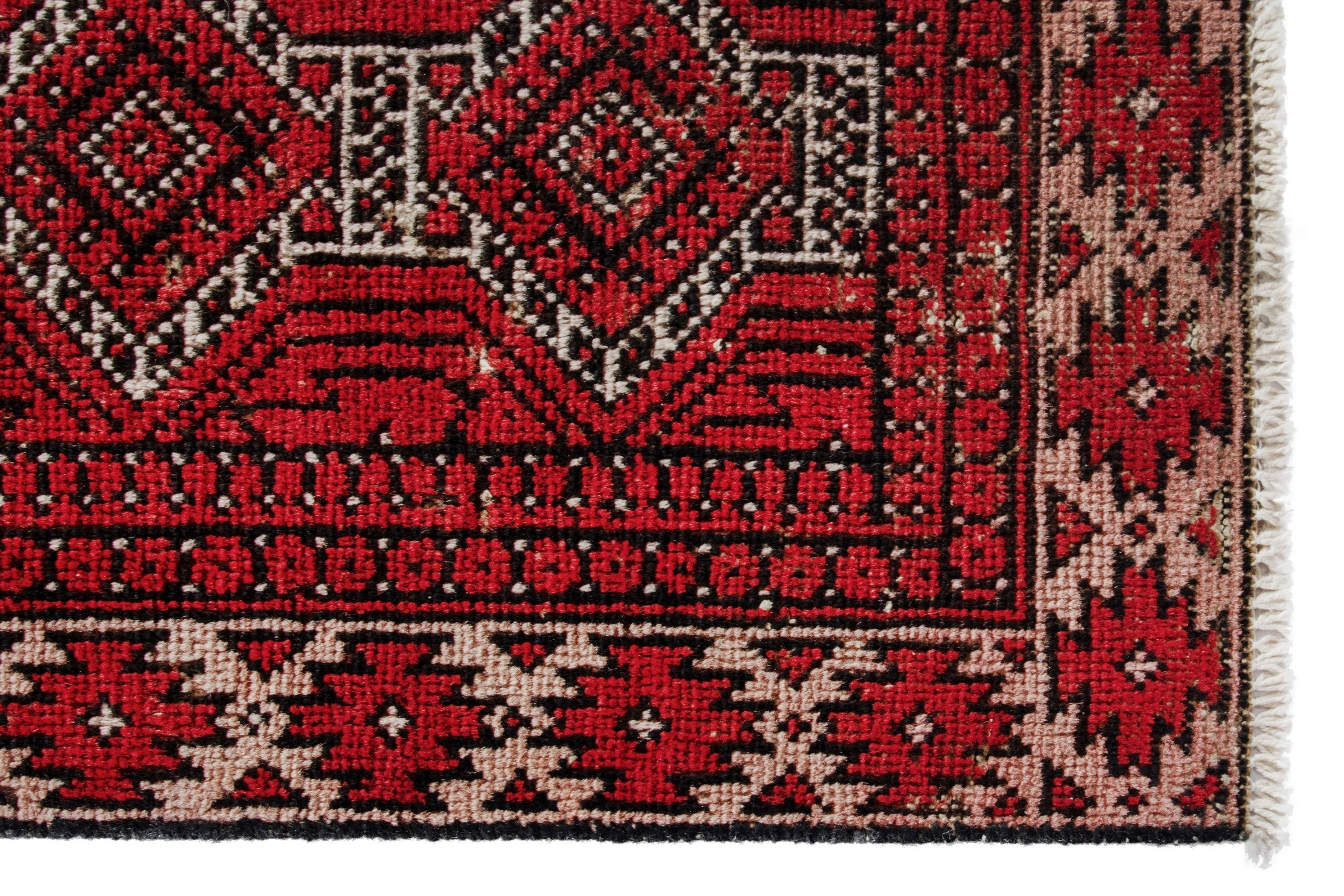 Persian Ferdos accent rug in deep red and cream, view 5 of 17