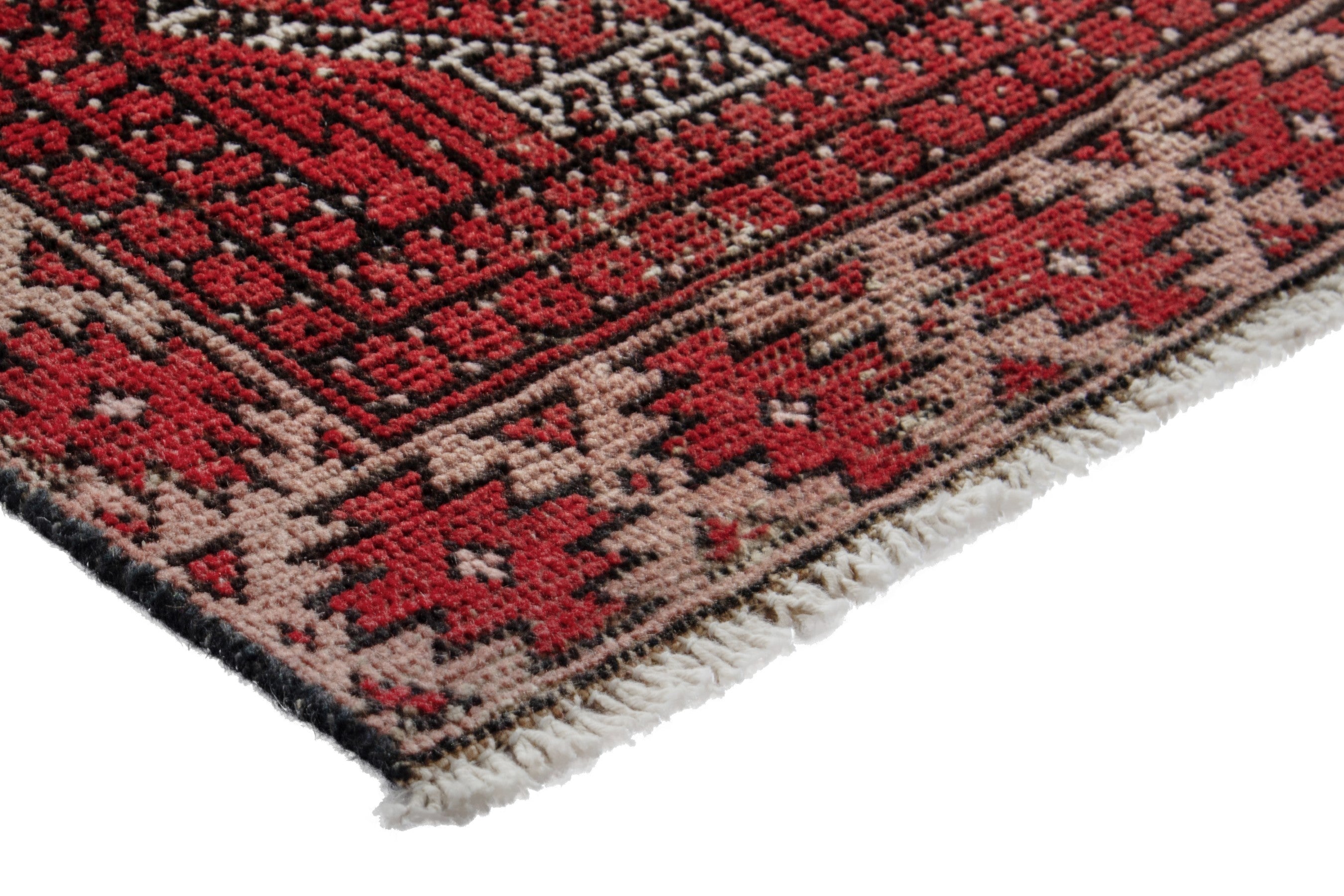 Persian Ferdos accent rug in deep red and cream, view 4 of 17