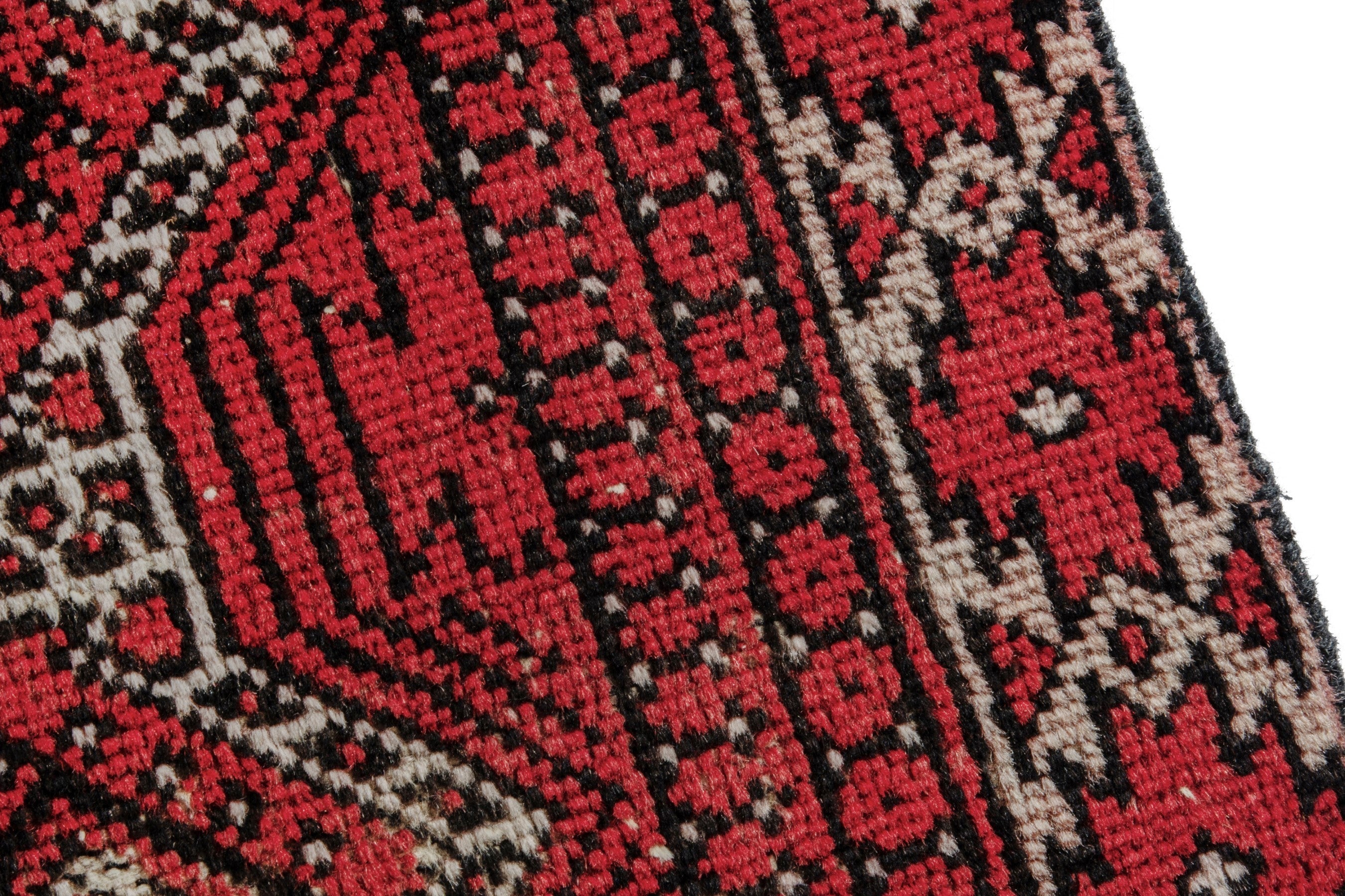 Persian Ferdos accent rug in deep red and cream, view 7 of 17