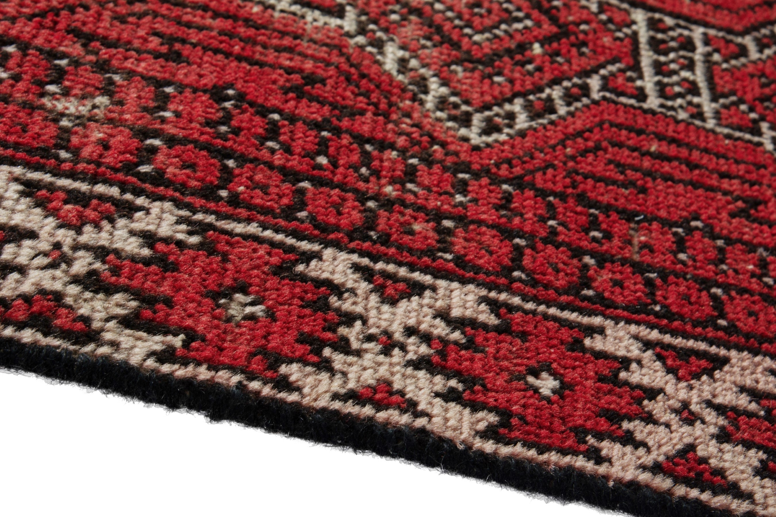 Persian Ferdos accent rug in deep red and cream, view 8 of 17