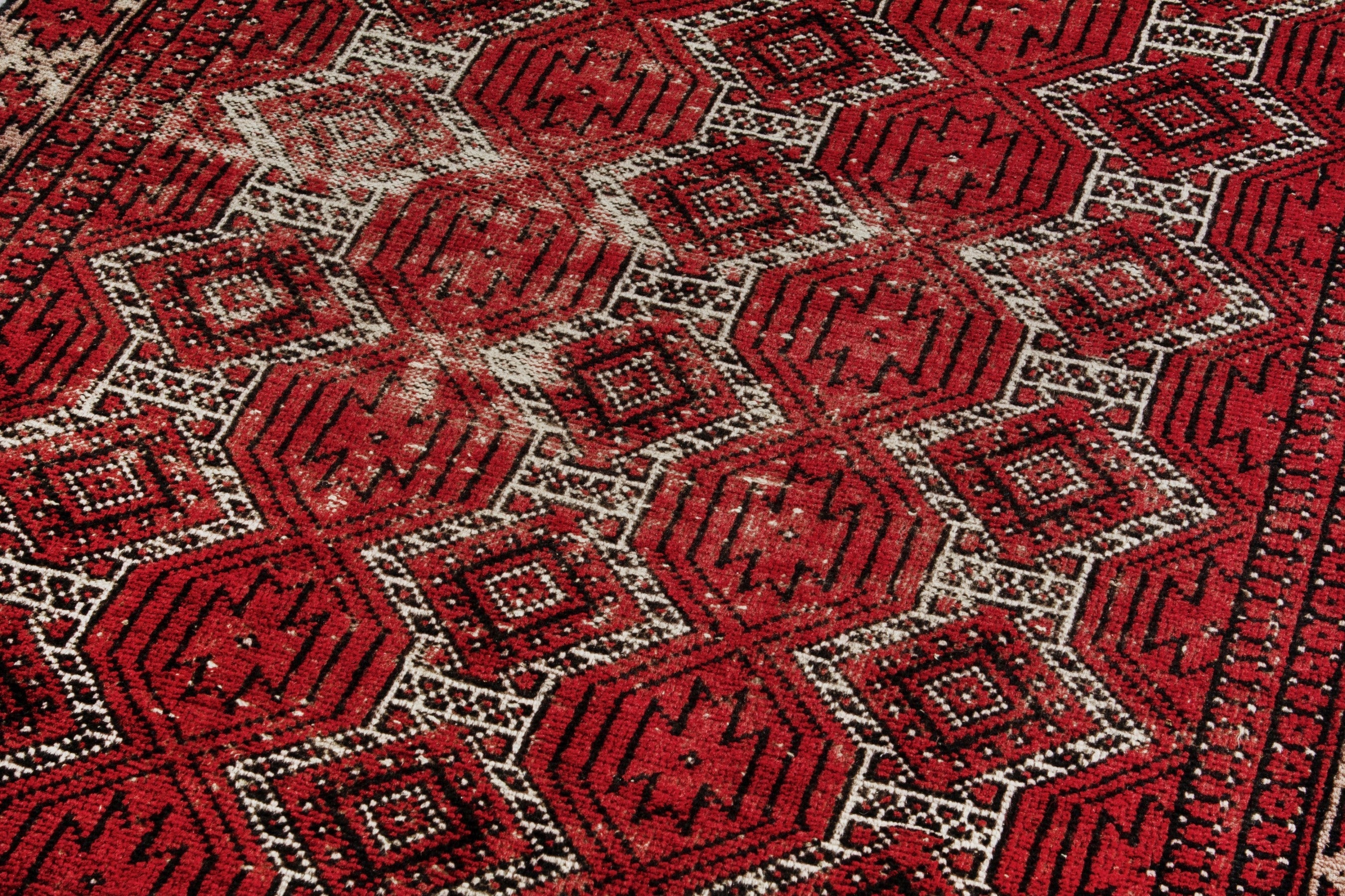 Persian Ferdos accent rug in deep red and cream, view 9 of 17