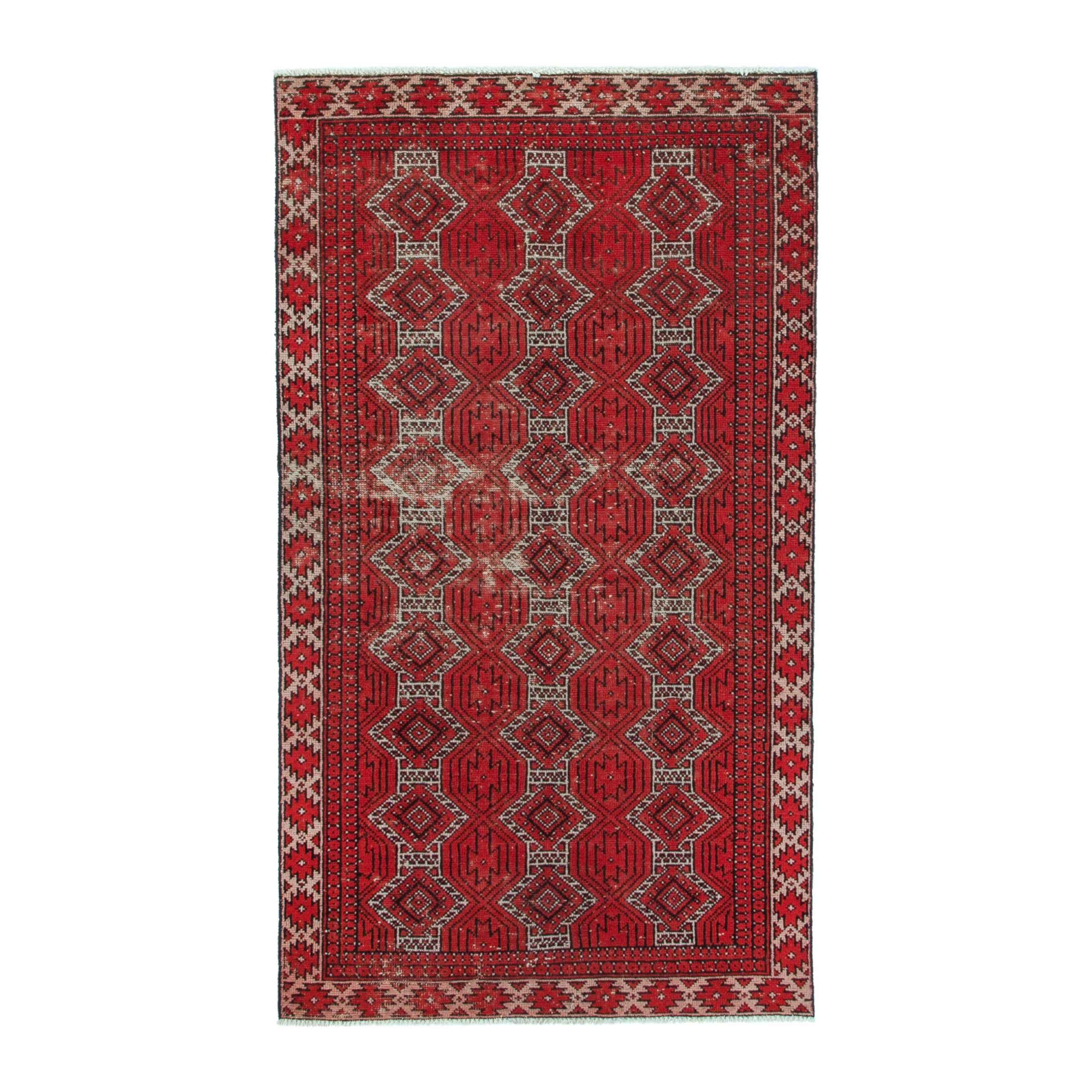 Persian Ferdos accent rug in deep red and cream, 3'6" x 6'4"