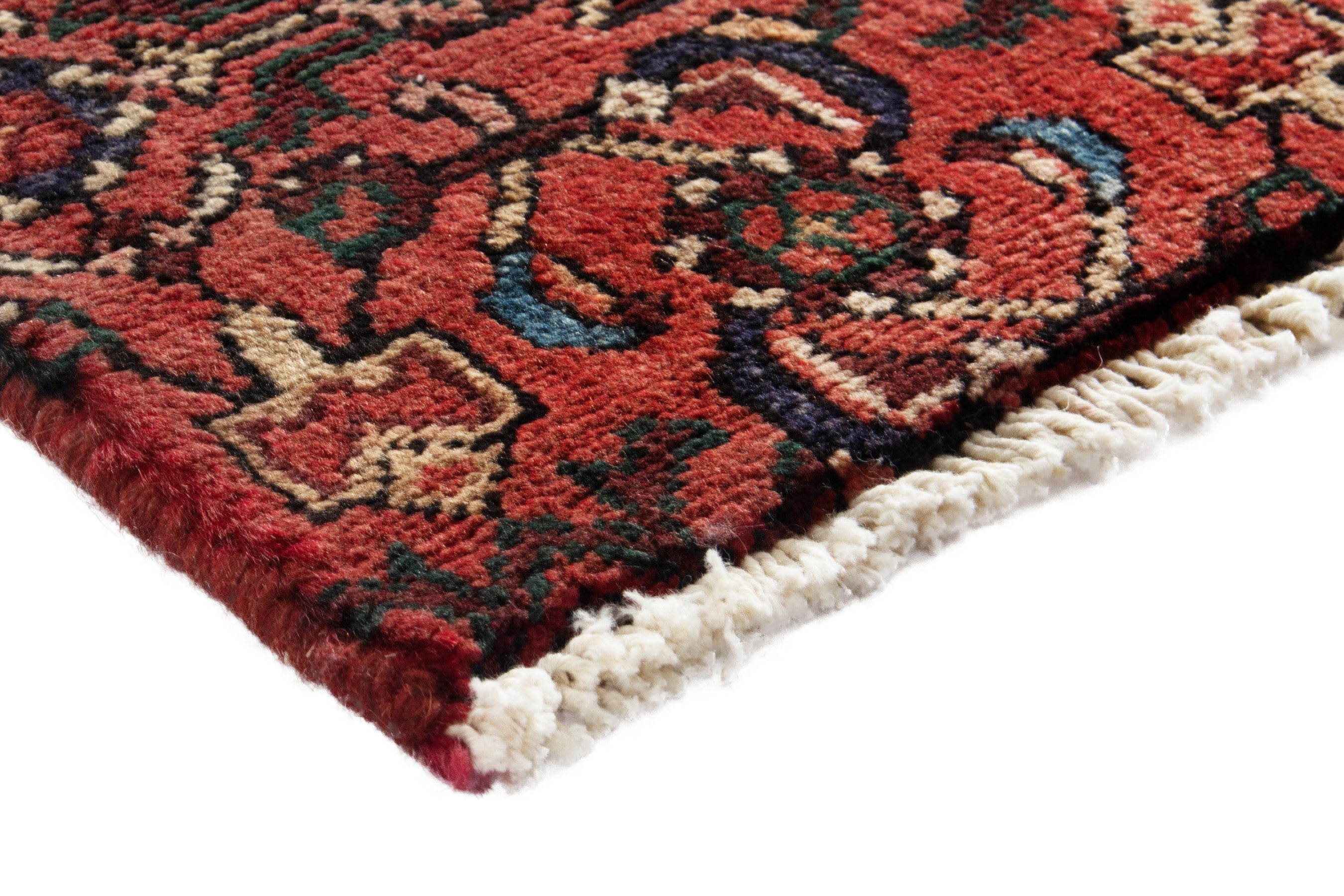 Persian Hosseinabad runner rug in deep red and muted pink, view 4 of 18
