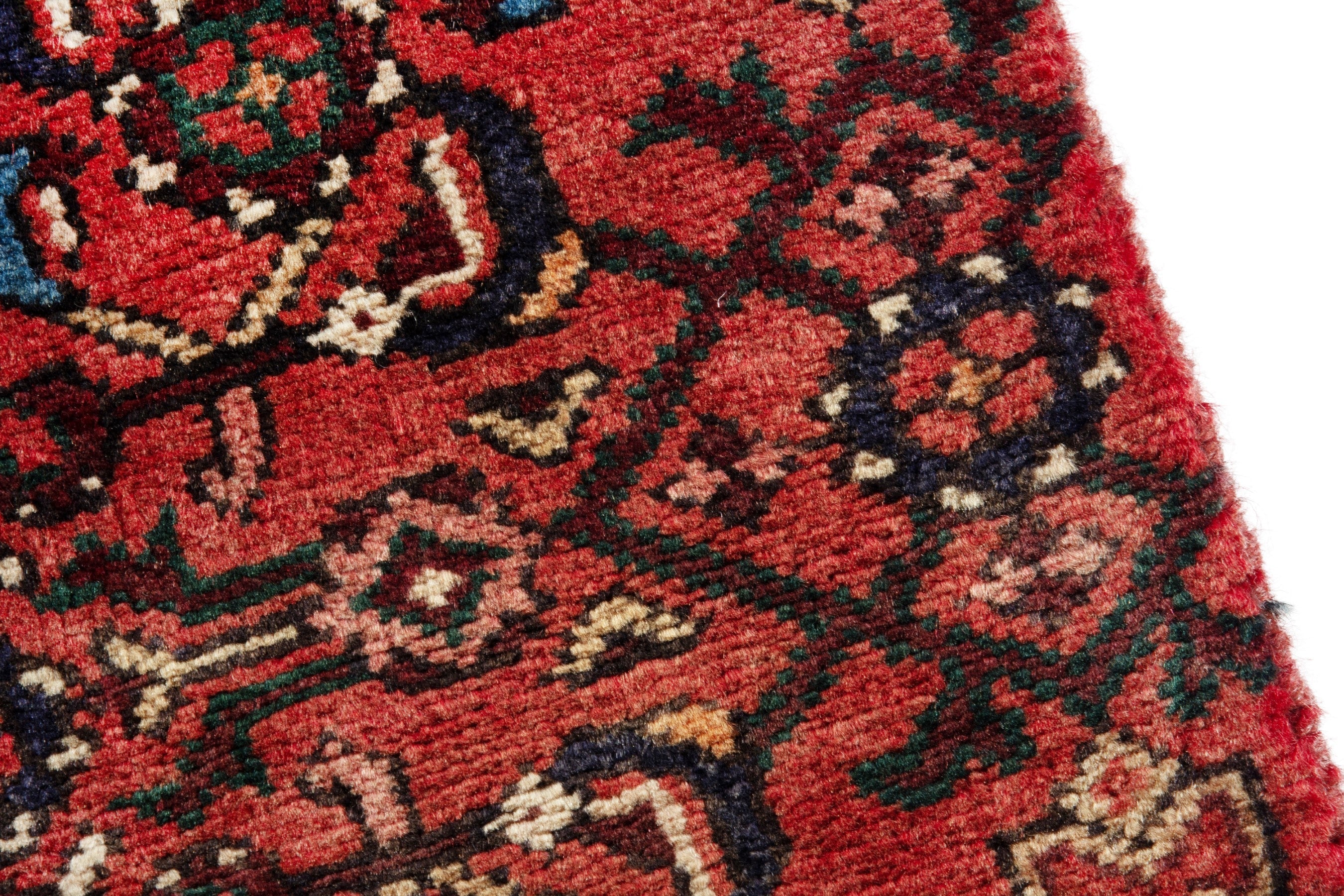 Persian Hosseinabad runner rug in deep red and muted pink, view 7 of 18