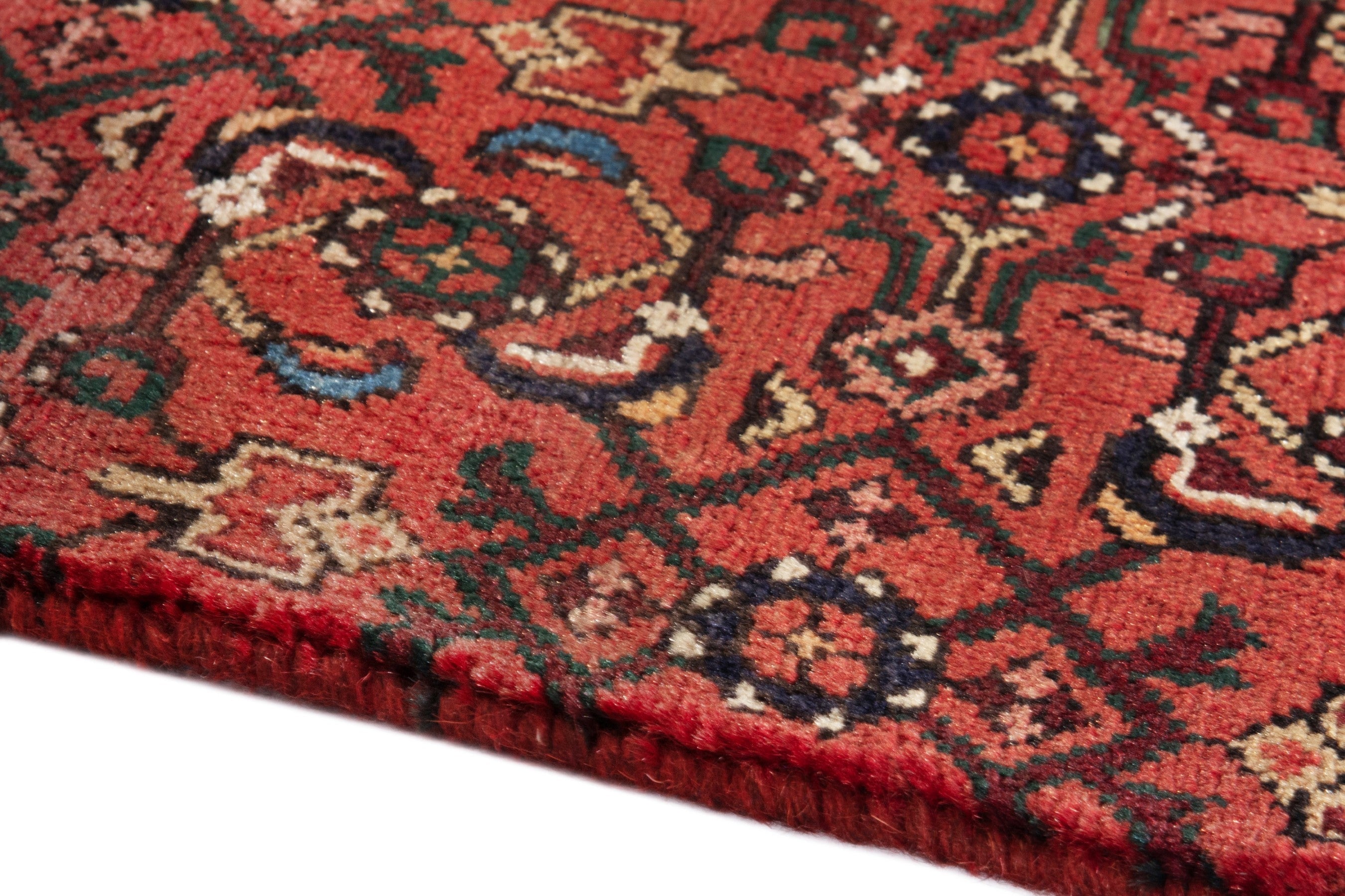 Persian Hosseinabad runner rug in deep red and muted pink, view 8 of 18