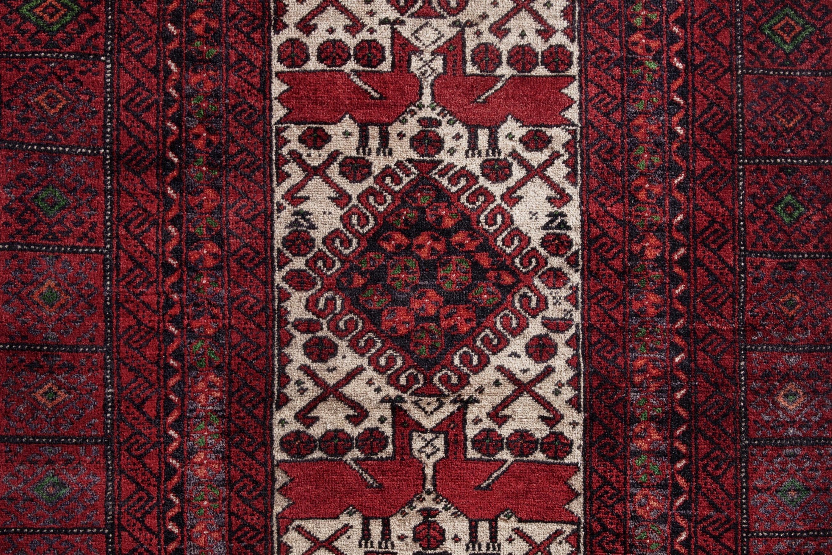 Persian Baluch accent rug in burgundy and cream, view 12 of 19