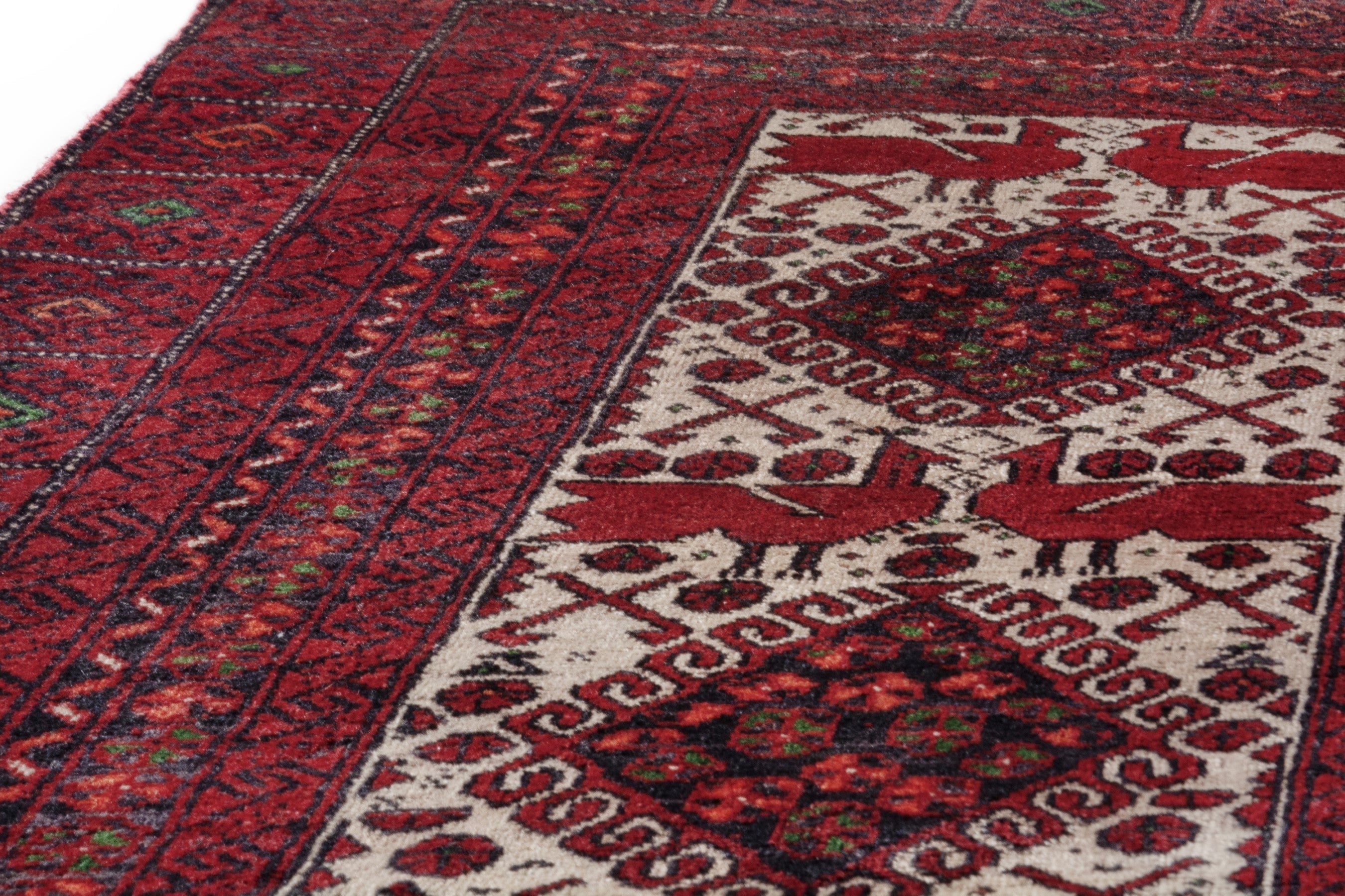 Persian Baluch accent rug in burgundy and cream, view 15 of 19