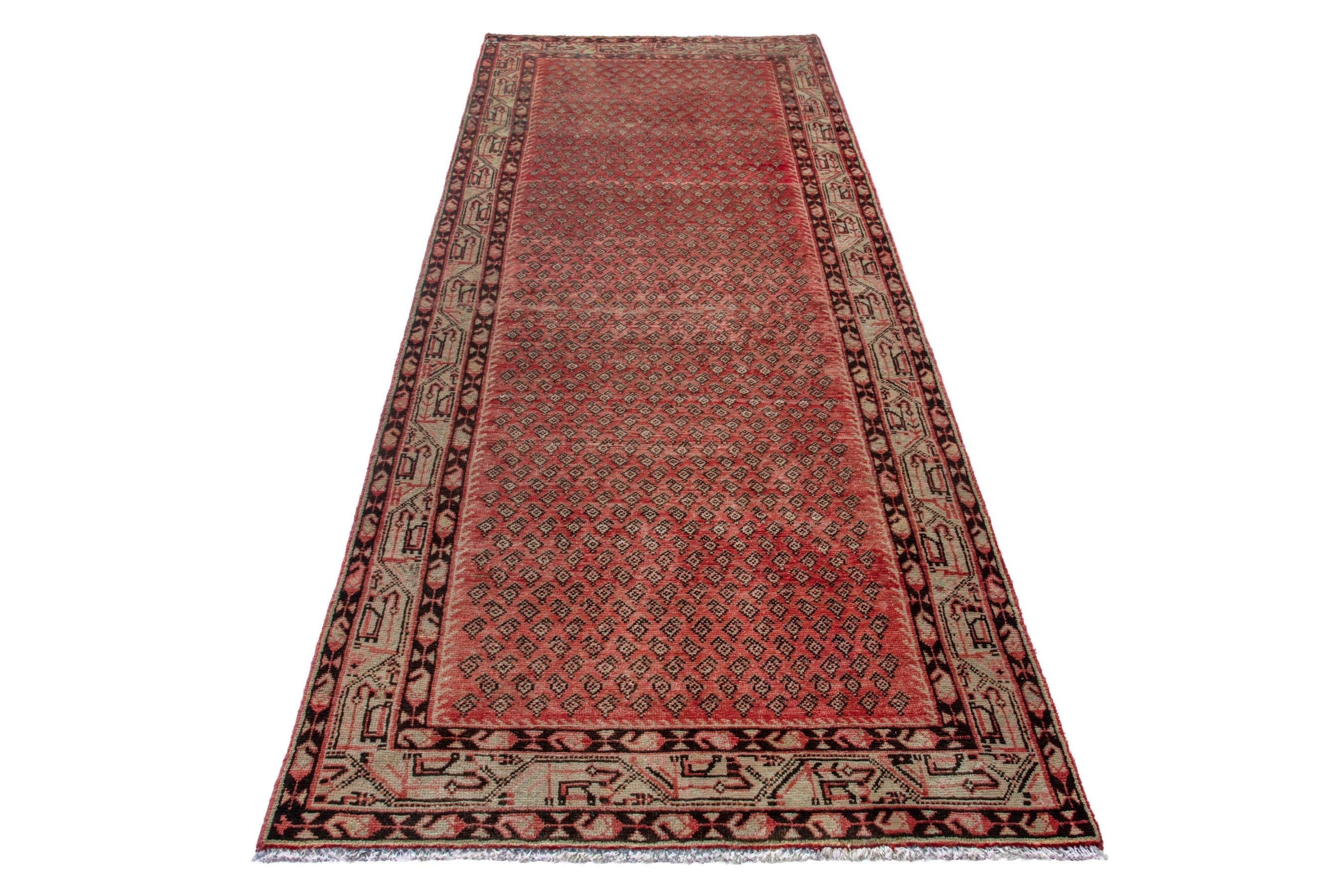 Persian Arak runner rug in rust and deep red, view 2 of 18