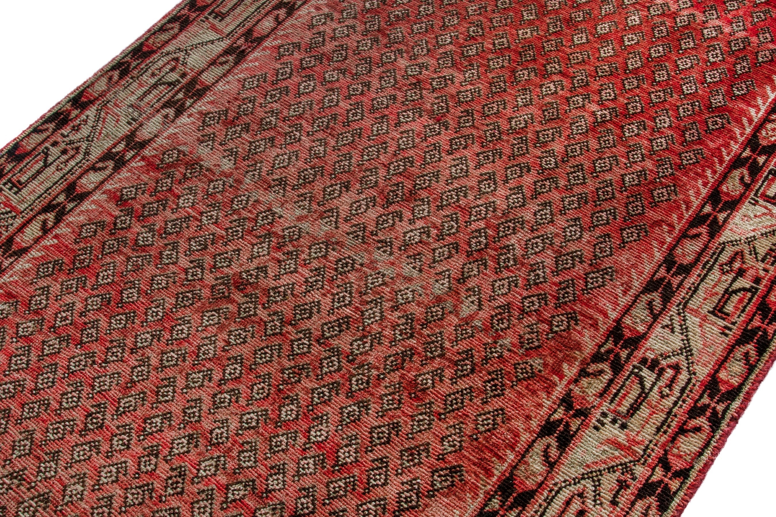 Persian Arak runner rug in rust and deep red, view 6 of 18