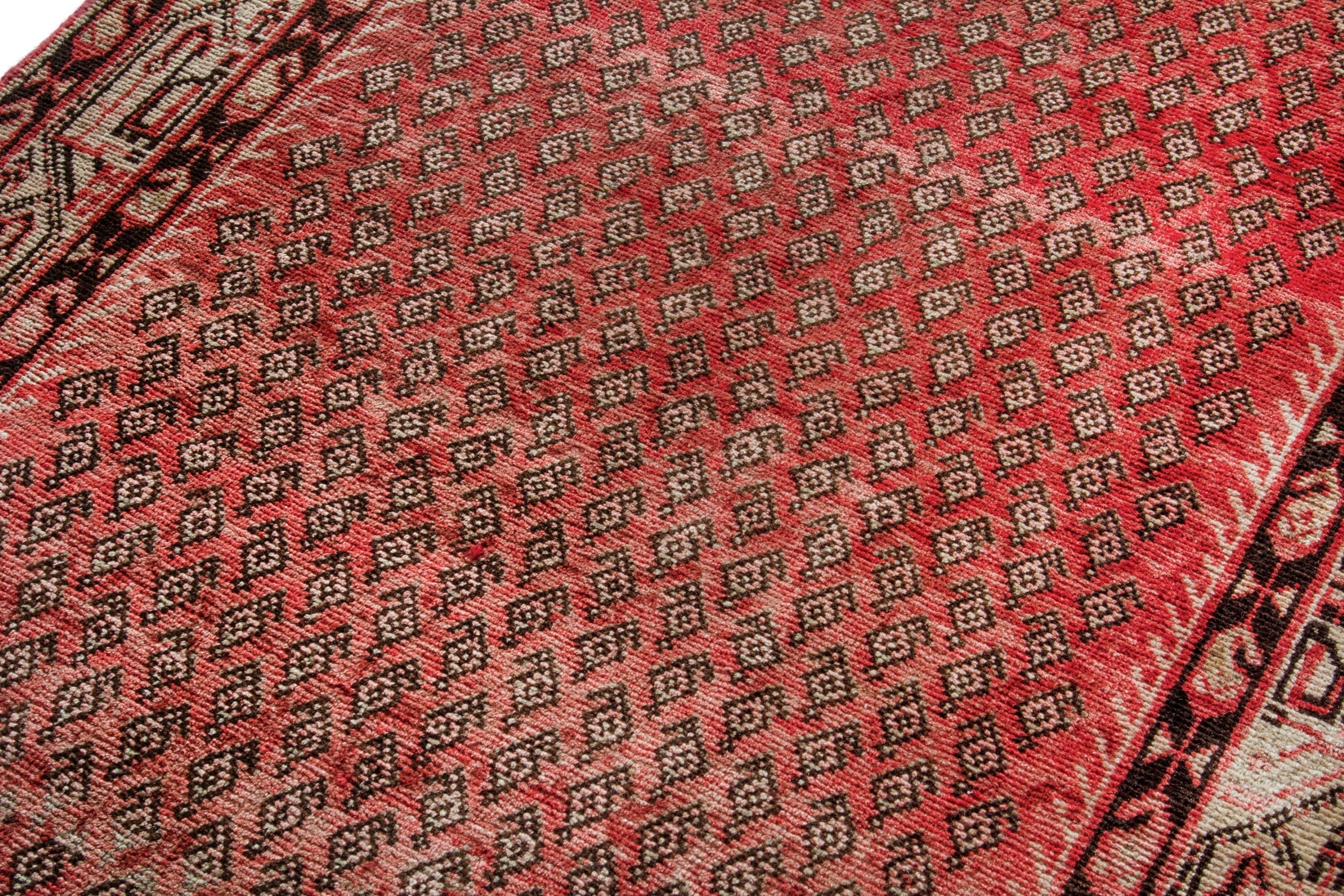 Persian Arak runner rug in rust and deep red, view 9 of 18