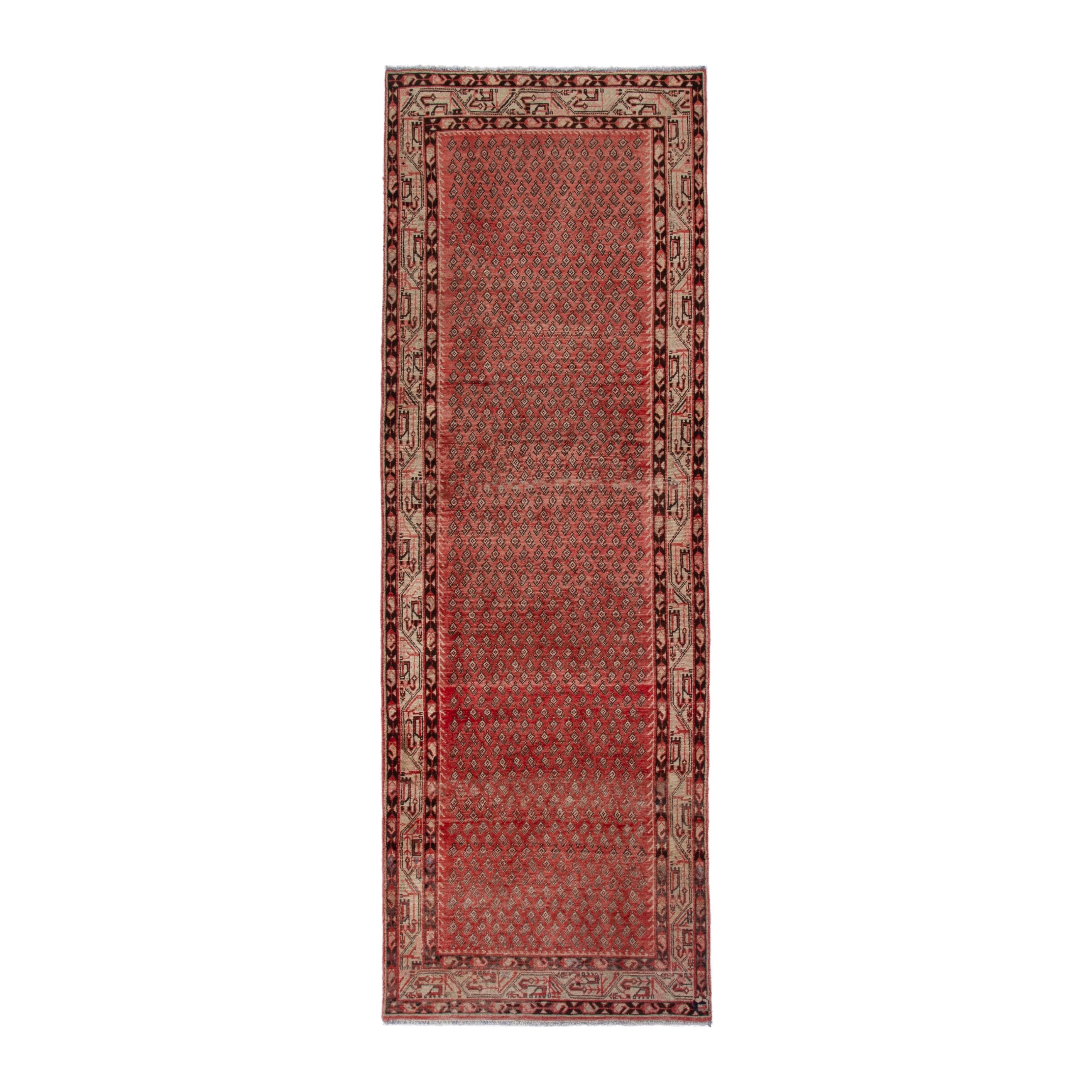 Persian Arak runner rug in rust and deep red, 3'5" x 10'5"