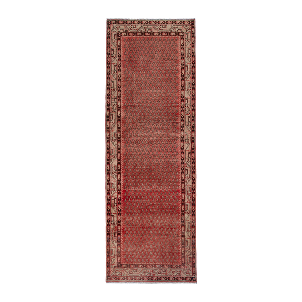 Persian Arak runner rug in rust and deep red, 3'5" x 10'5"