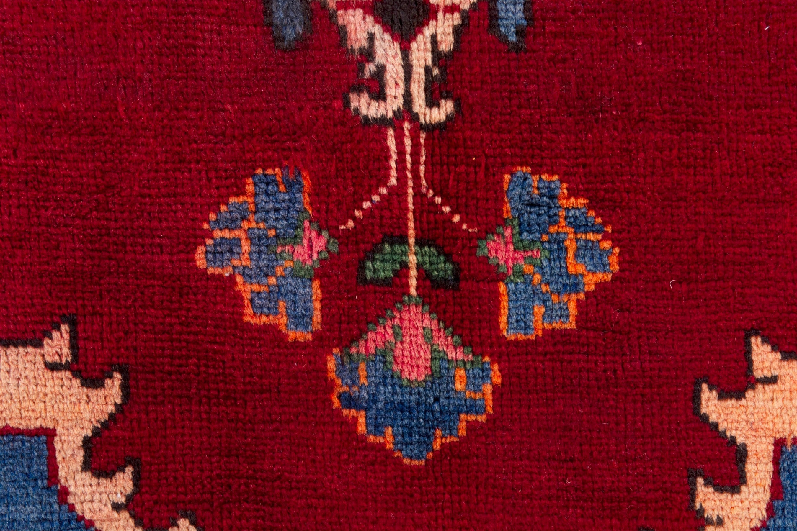 Persian Hamedan runner rug in deep red and burnt orange, view 11 of 21