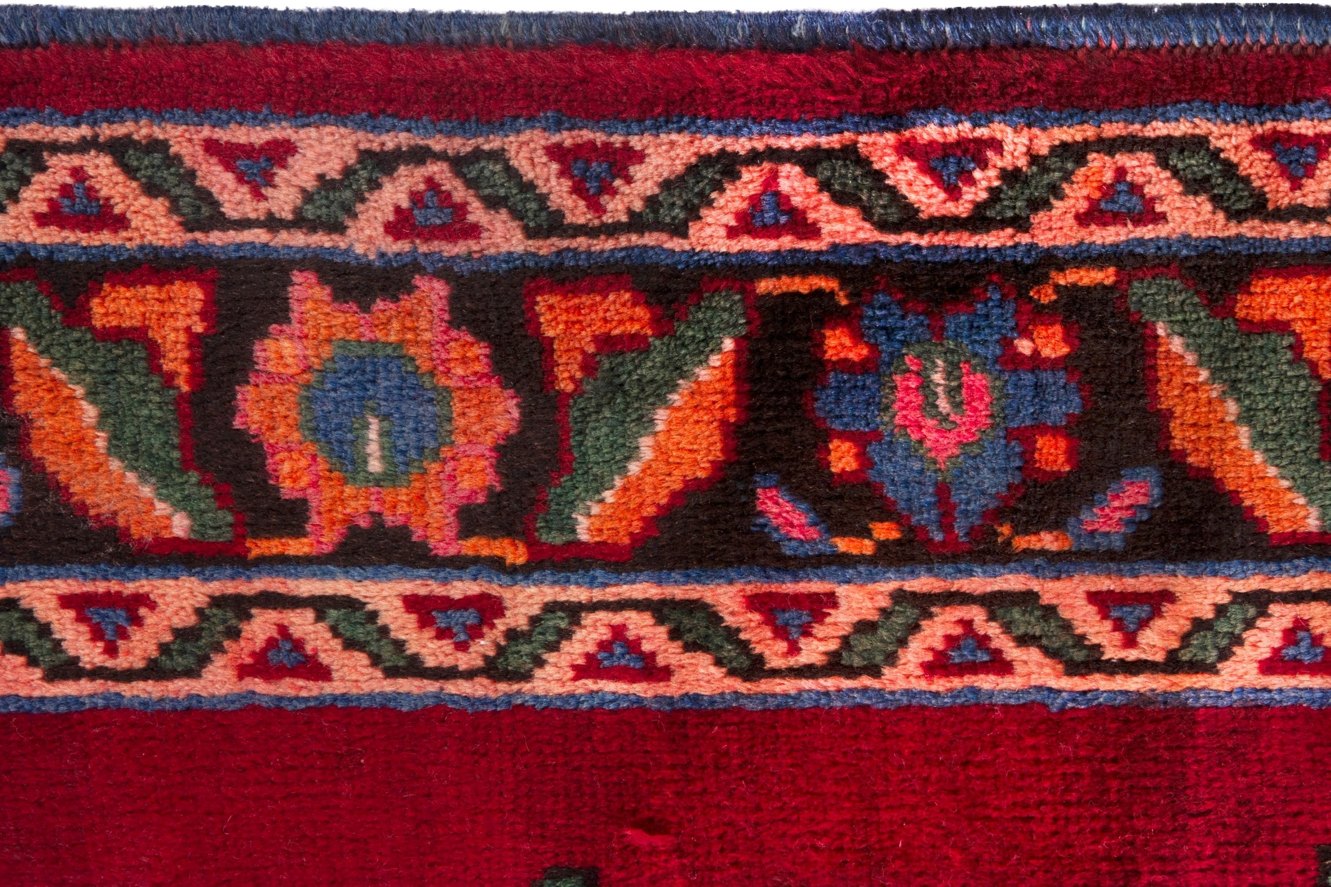Persian Hamedan runner rug in deep red and burnt orange, view 15 of 21