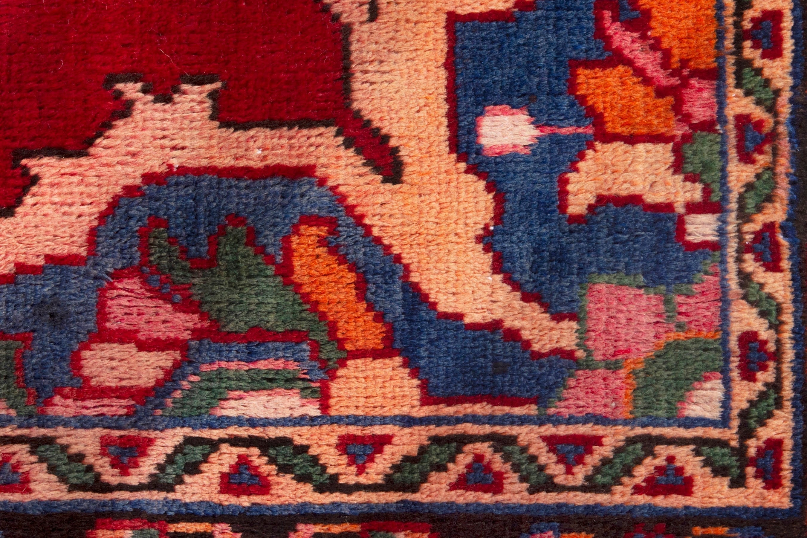 Persian Hamedan runner rug in deep red and burnt orange, view 17 of 21
