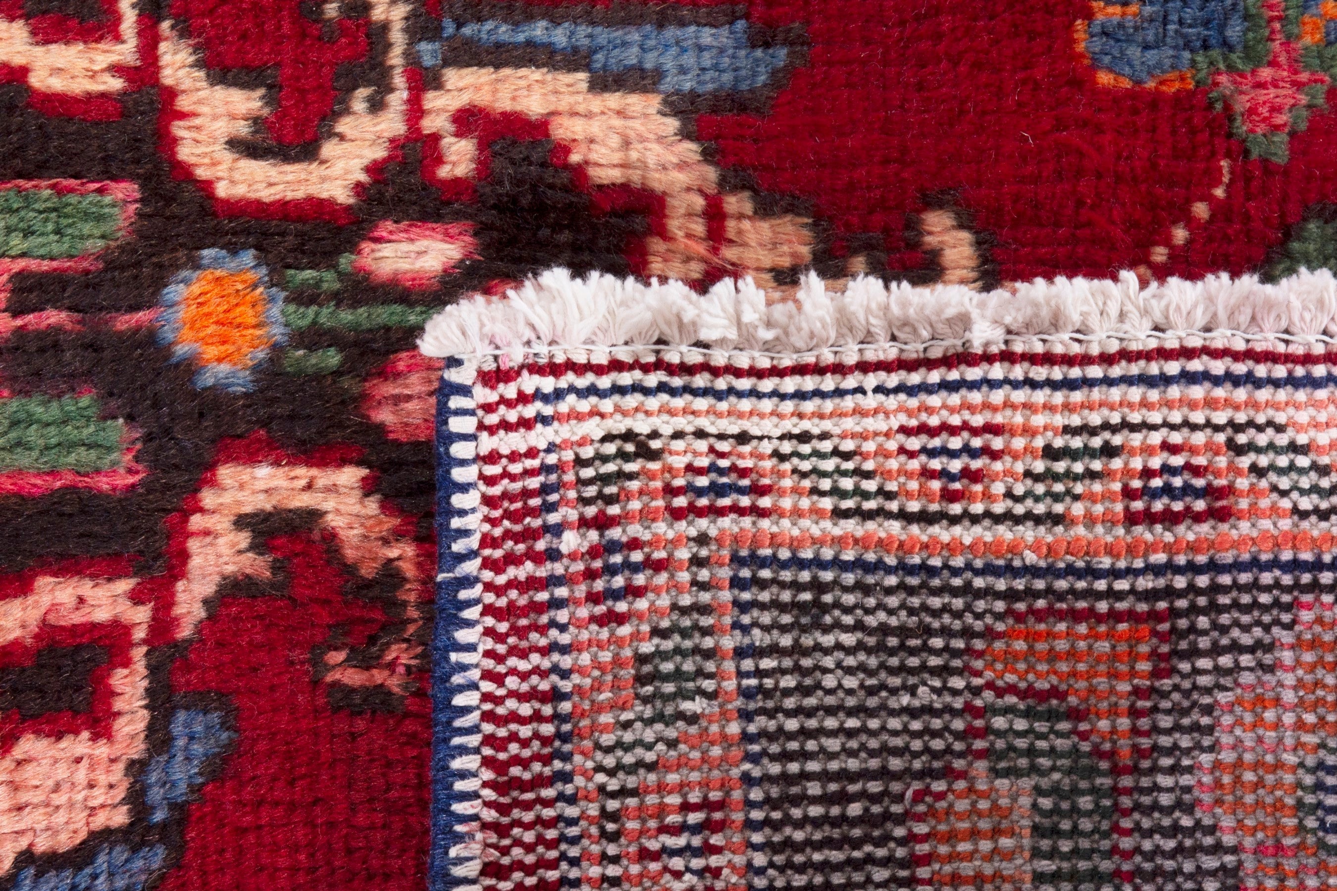 Persian Hamedan runner rug in deep red and burnt orange, view 21 of 21