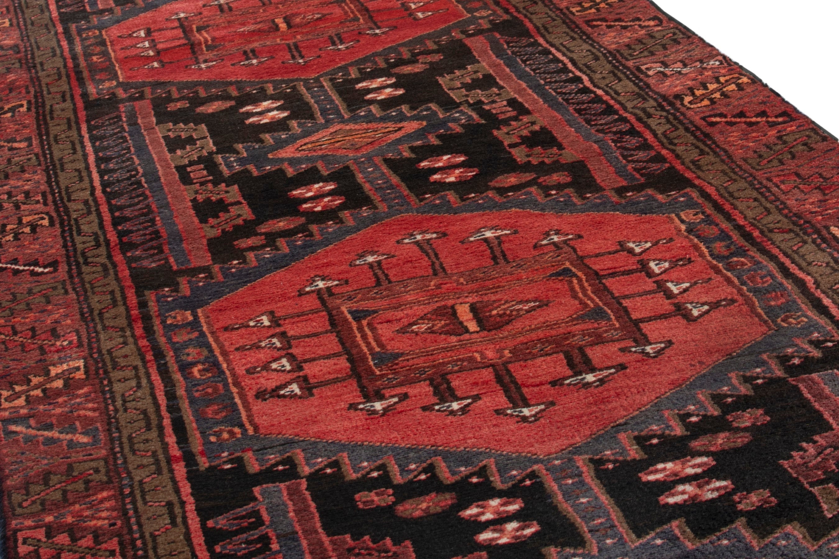 Persian Hamedan runner rug in burgundy and deep red, view 10 of 19