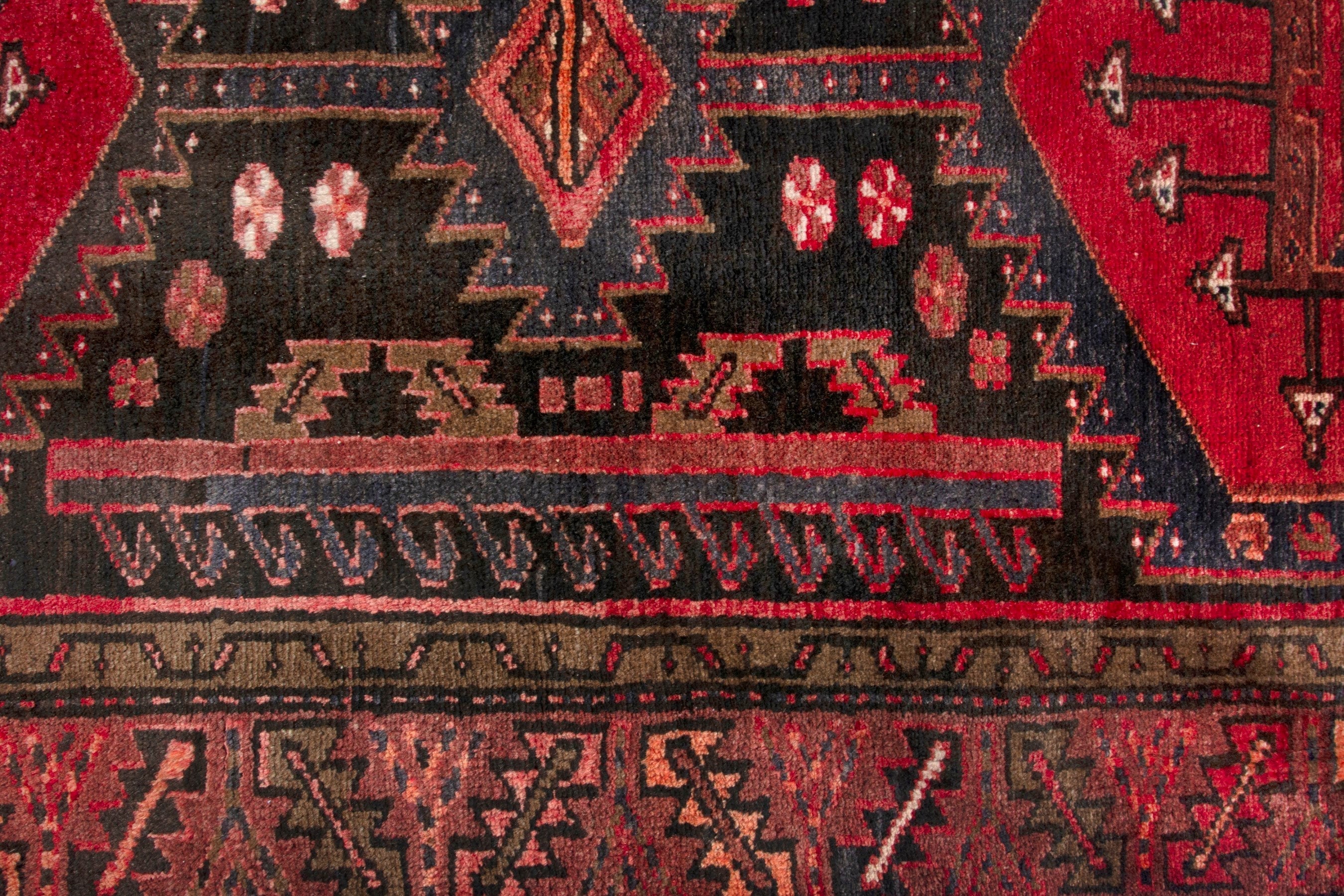 Persian Hamedan runner rug in burgundy and deep red, view 11 of 19