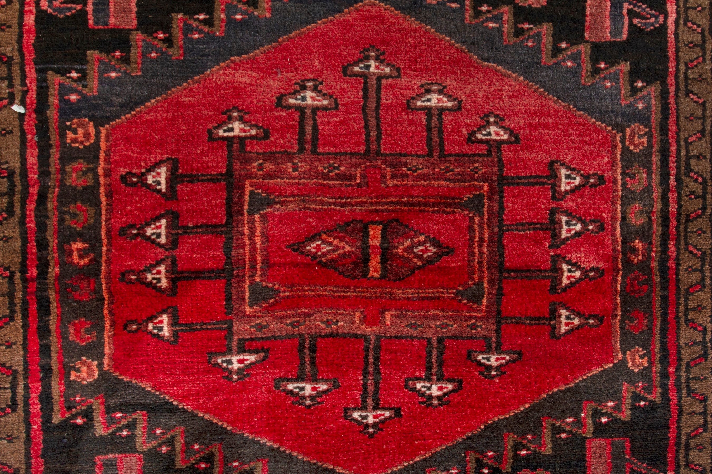 Persian Hamedan runner rug in burgundy and deep red, view 12 of 19