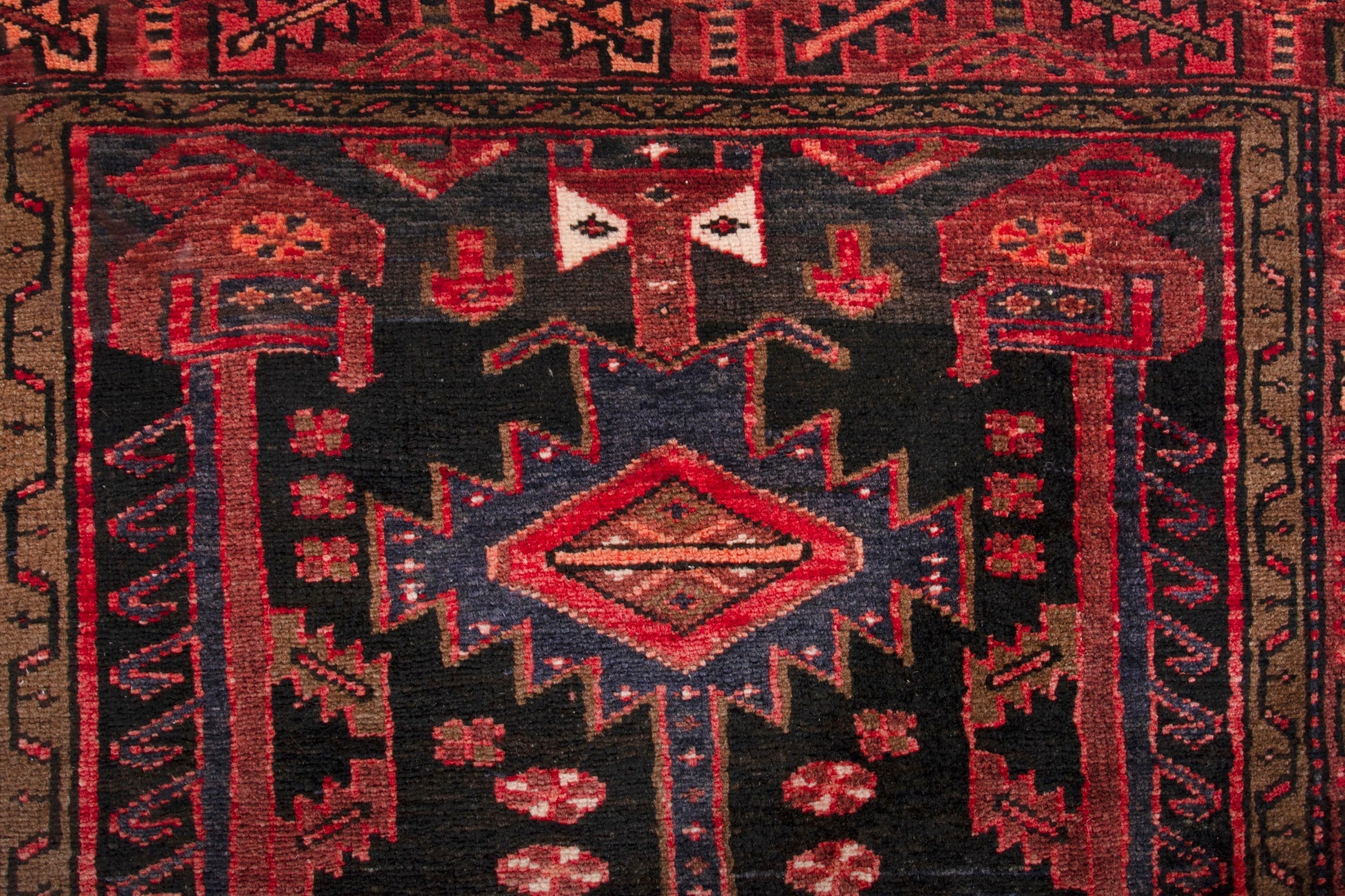 Persian Hamedan runner rug in burgundy and deep red, view 13 of 19