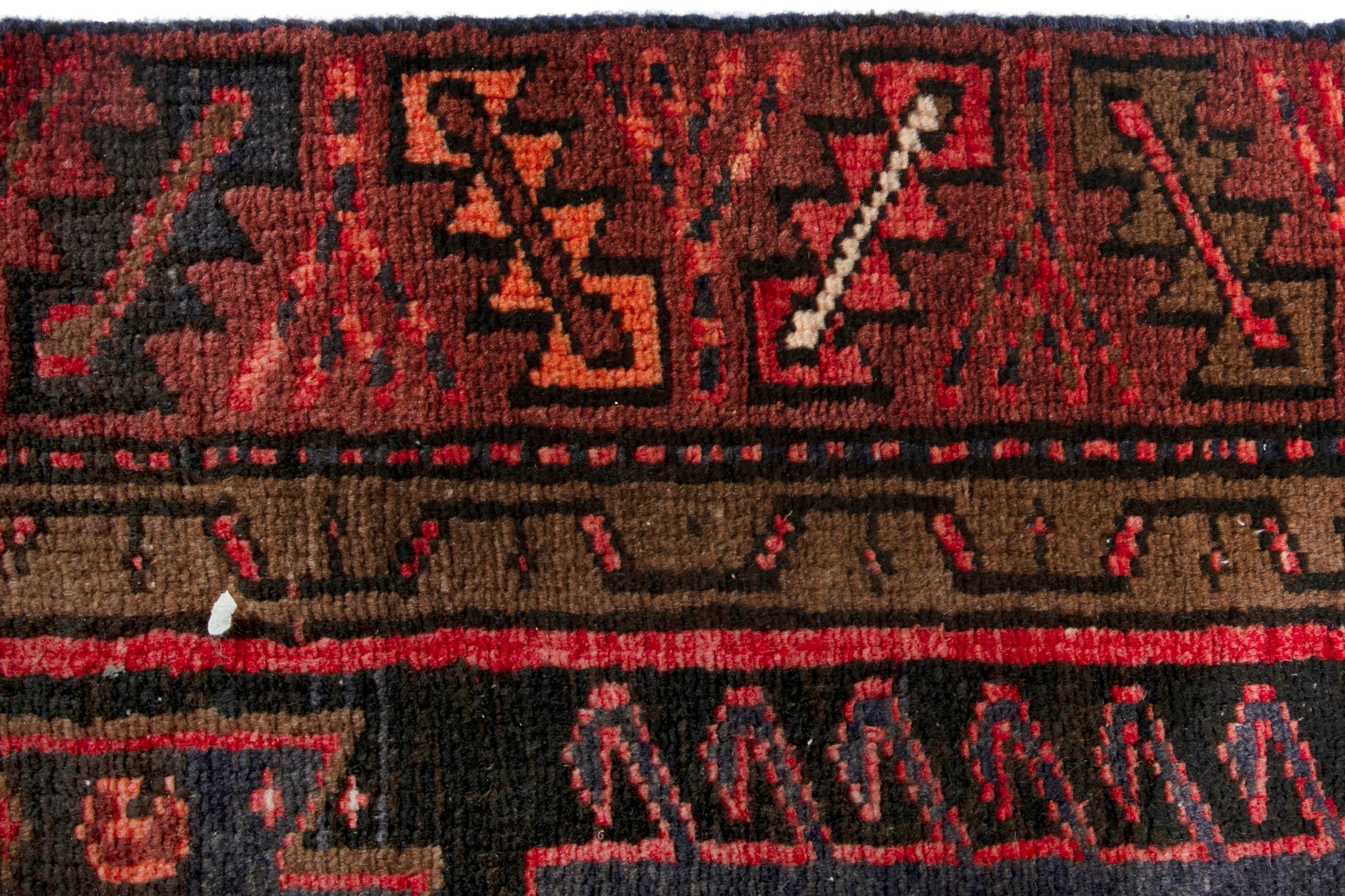 Persian Hamedan runner rug in burgundy and deep red, view 14 of 19