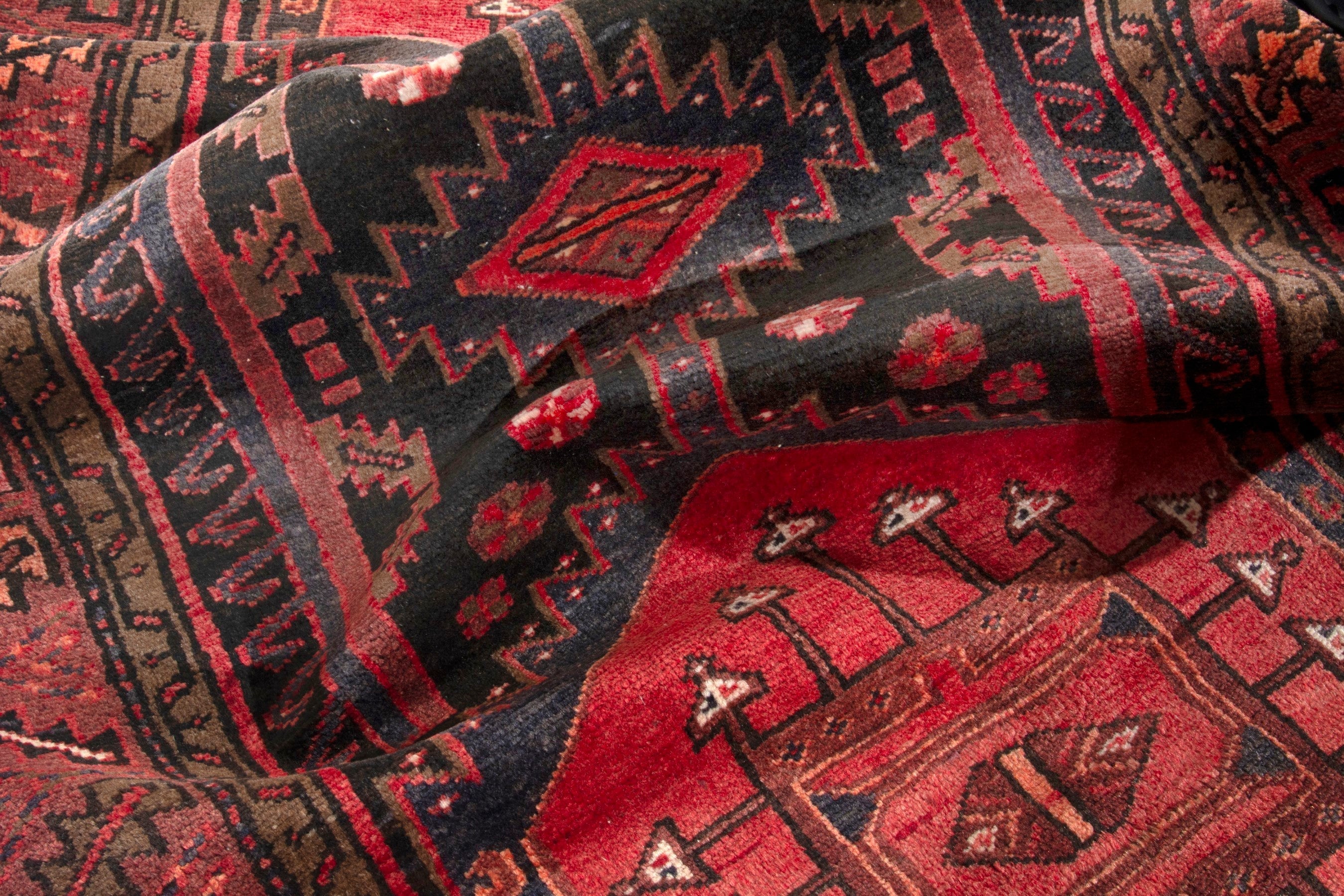 Persian Hamedan runner rug in burgundy and deep red, view 15 of 19