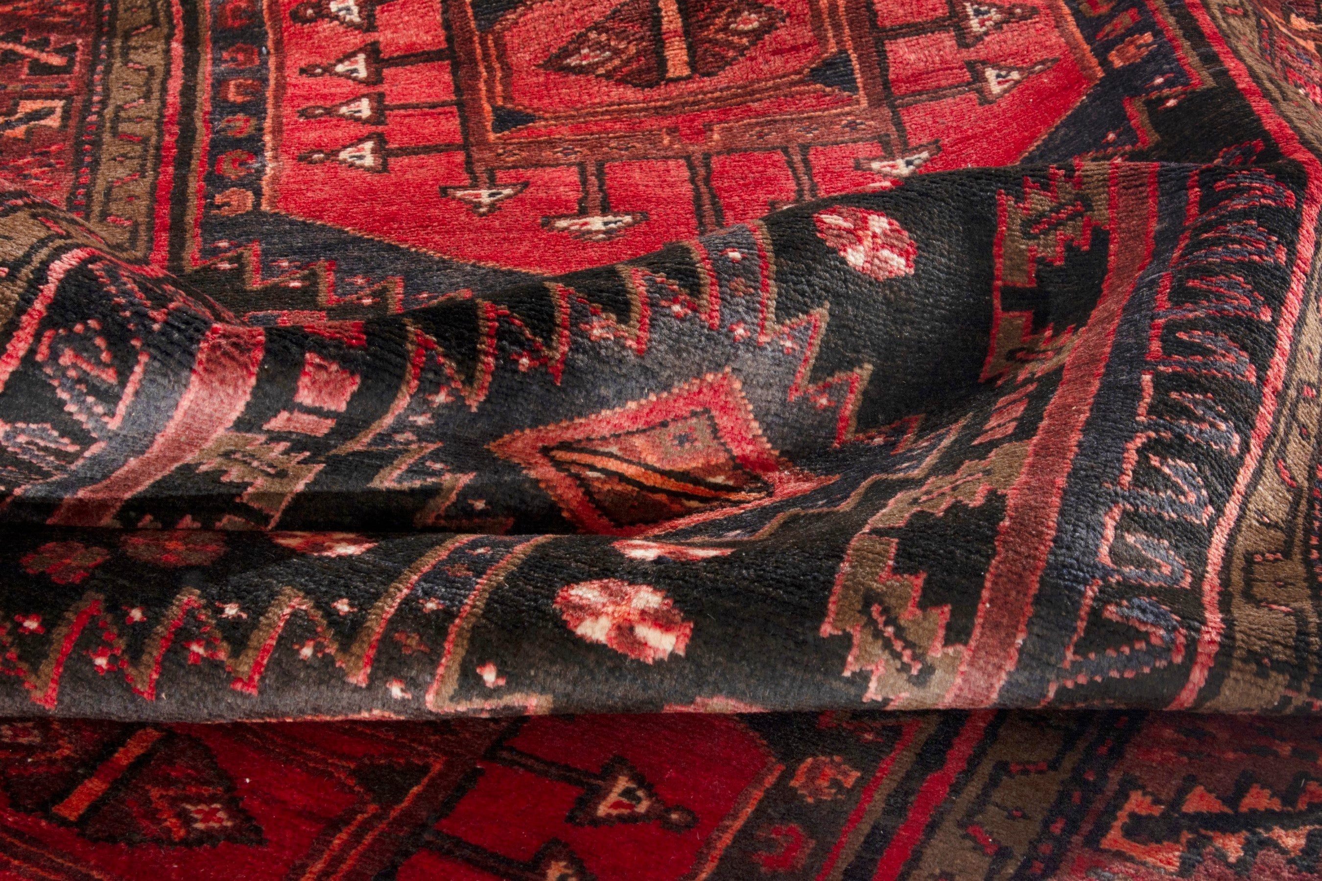 Persian Hamedan runner rug in burgundy and deep red, view 16 of 19