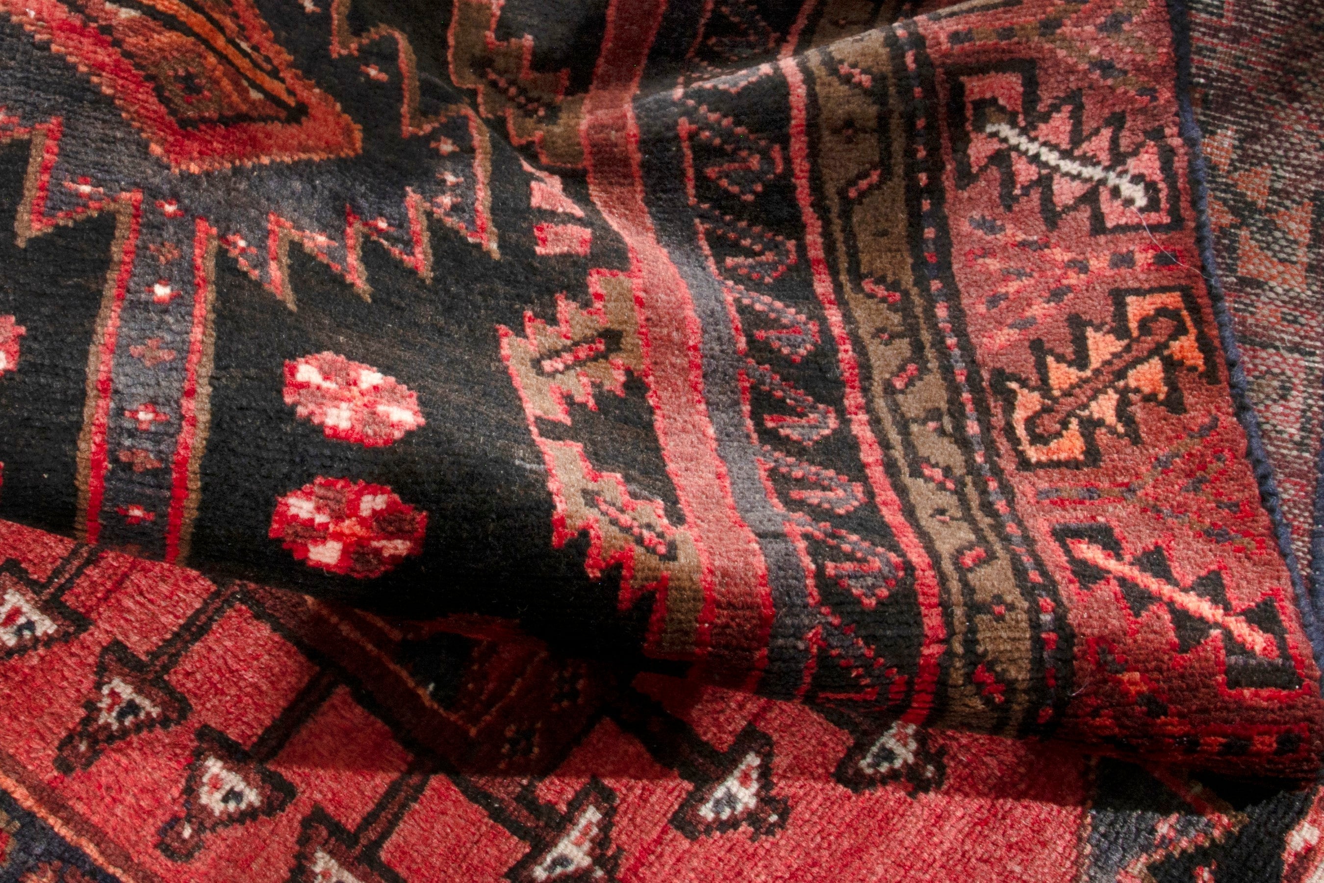 Persian Hamedan runner rug in burgundy and deep red, view 17 of 19