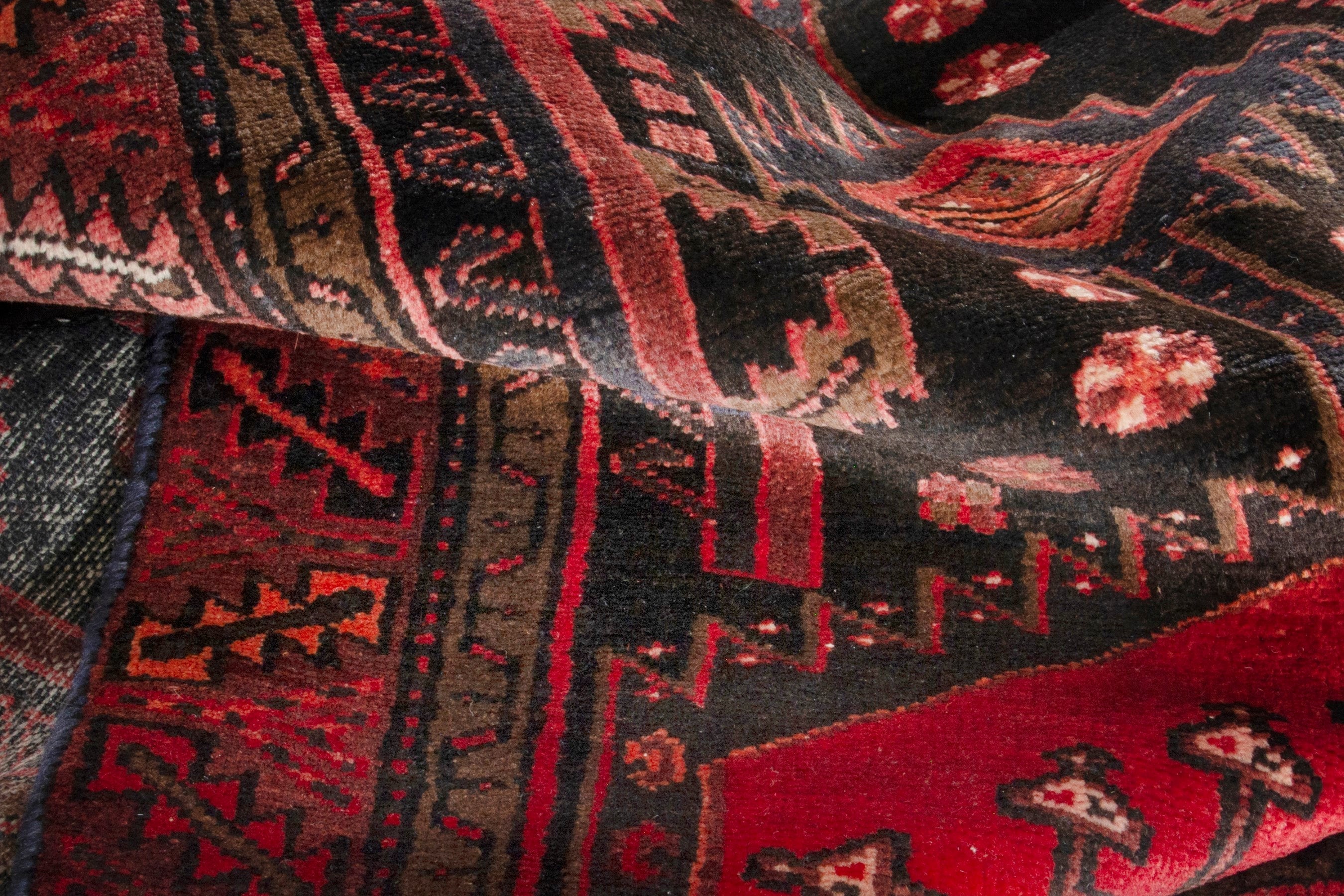 Persian Hamedan runner rug in burgundy and deep red, view 18 of 19