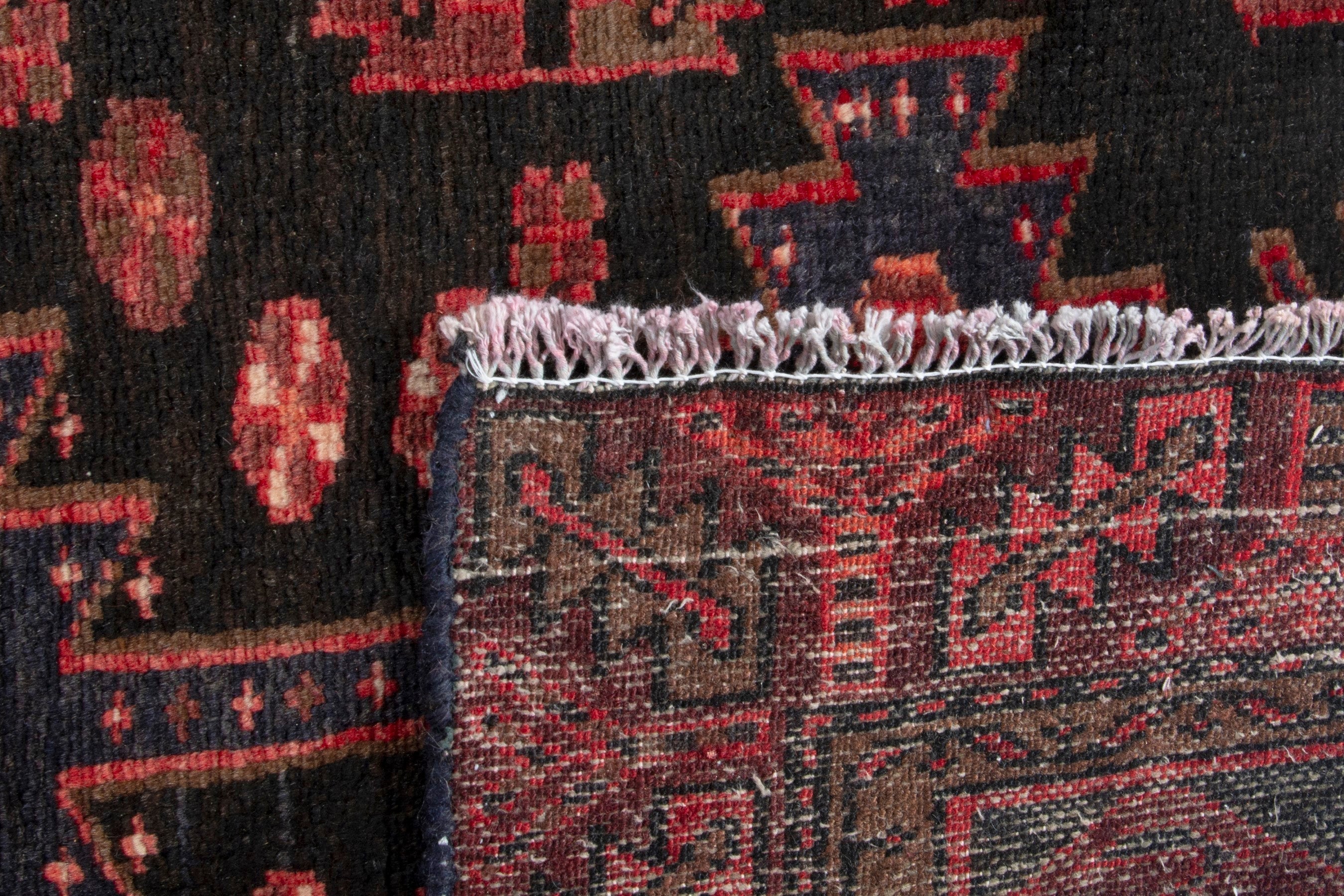 Persian Hamedan runner rug in burgundy and deep red, view 19 of 19