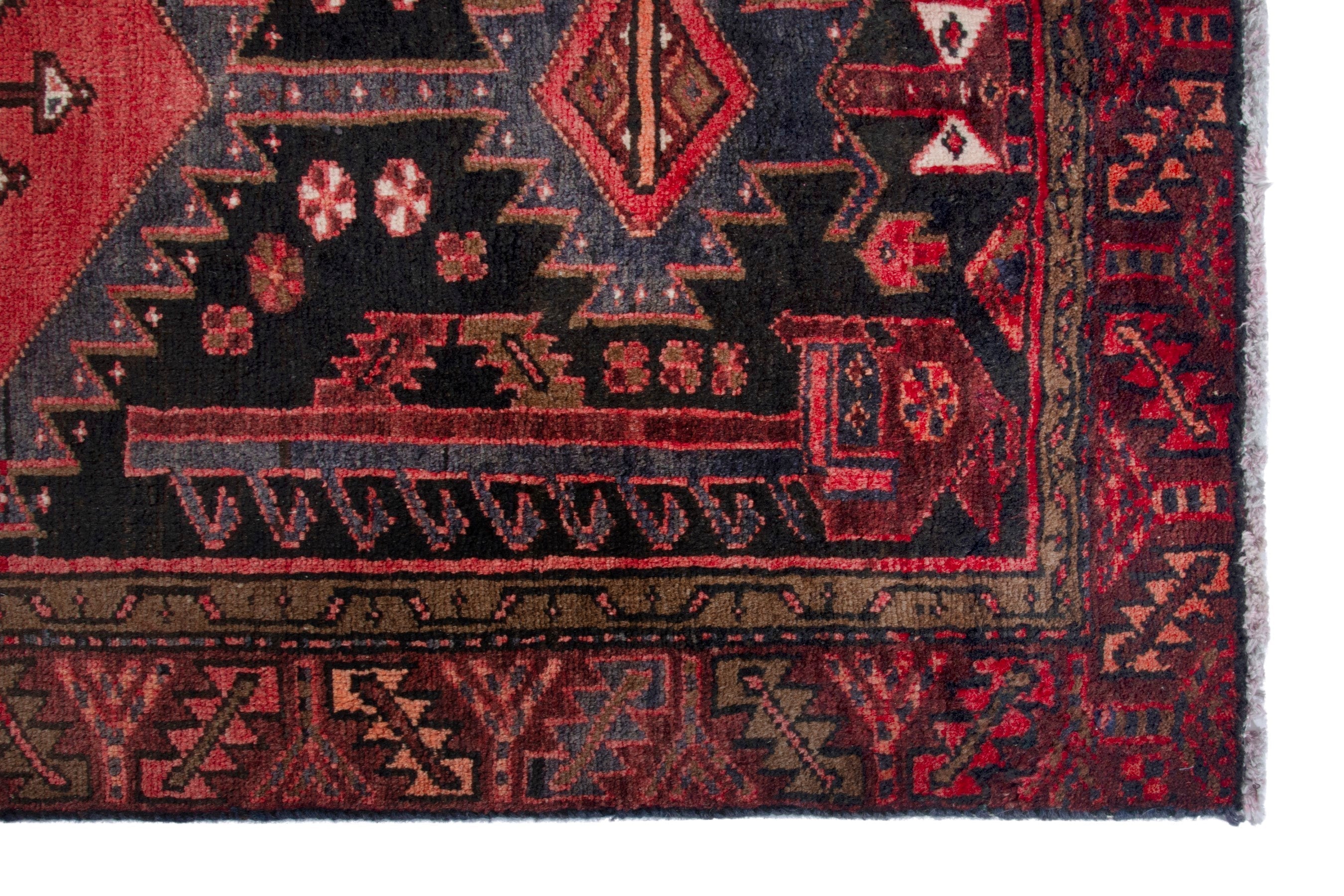 Persian Hamedan runner rug in burgundy and deep red, view 5 of 19