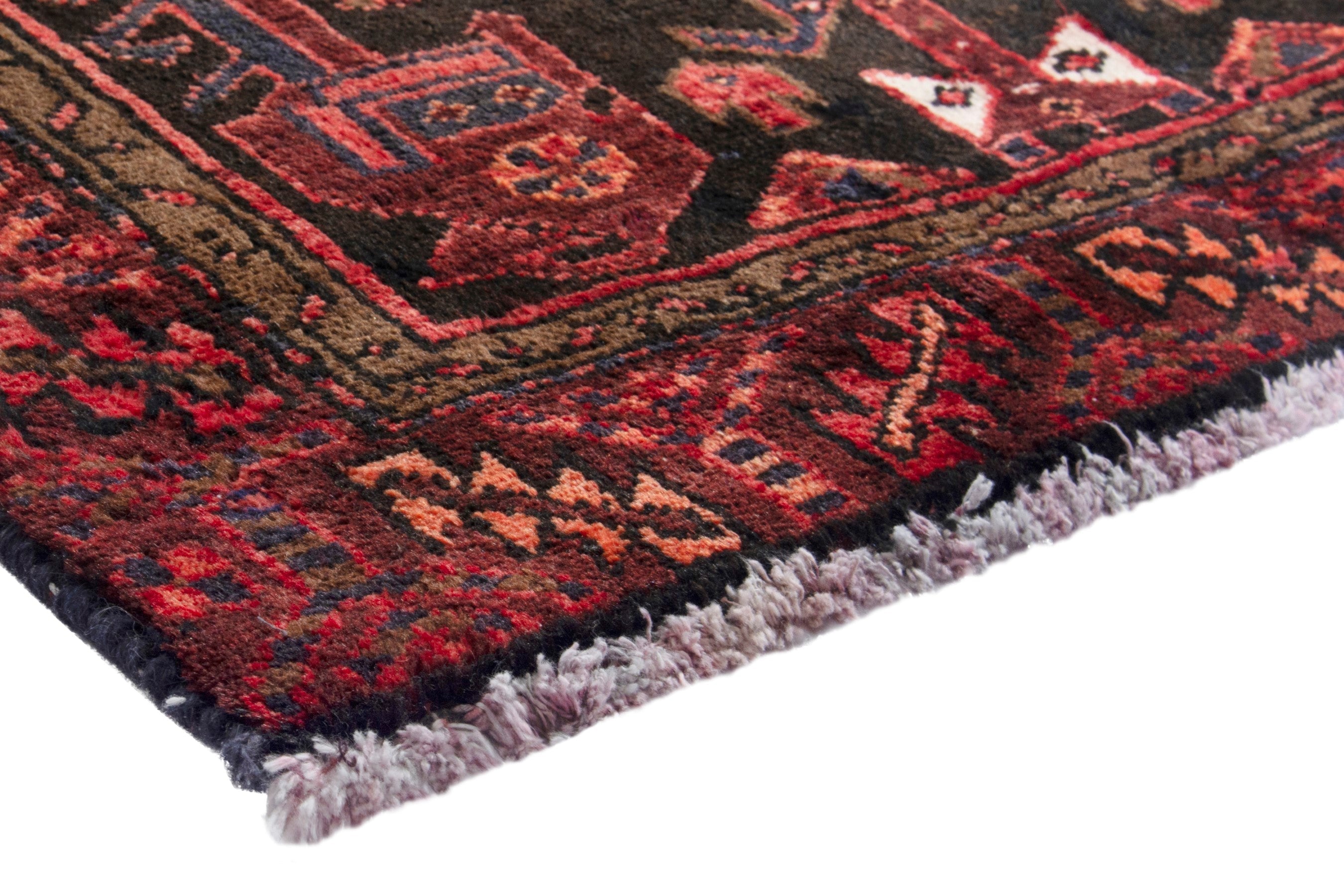 Persian Hamedan runner rug in burgundy and deep red, view 4 of 19