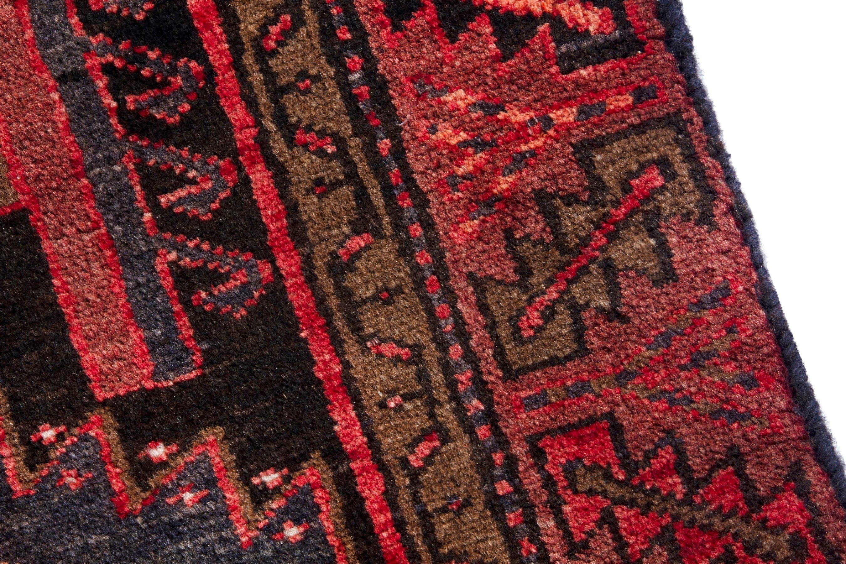 Persian Hamedan runner rug in burgundy and deep red, view 7 of 19