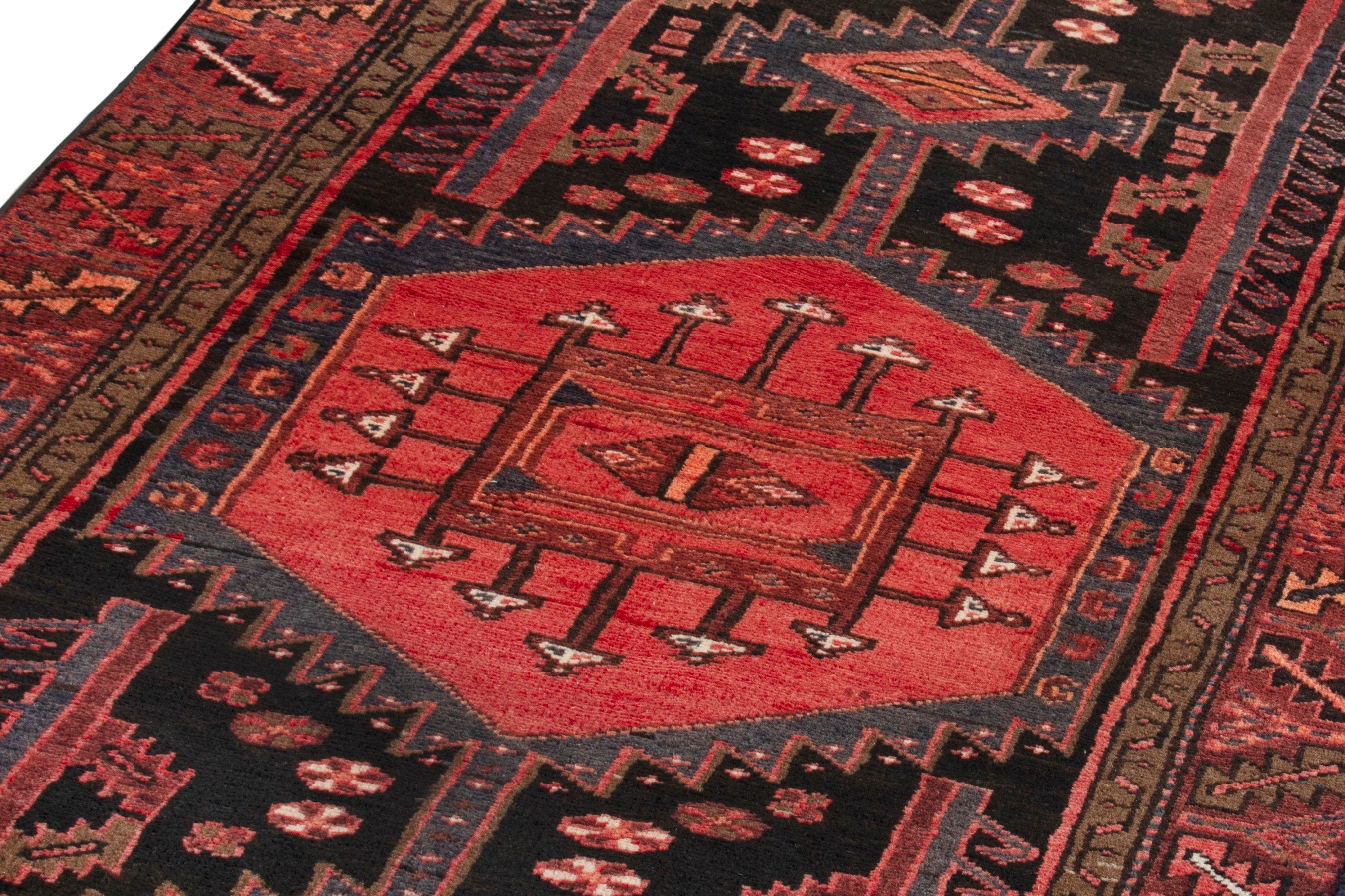 Persian Hamedan runner rug in burgundy and deep red, view 9 of 19