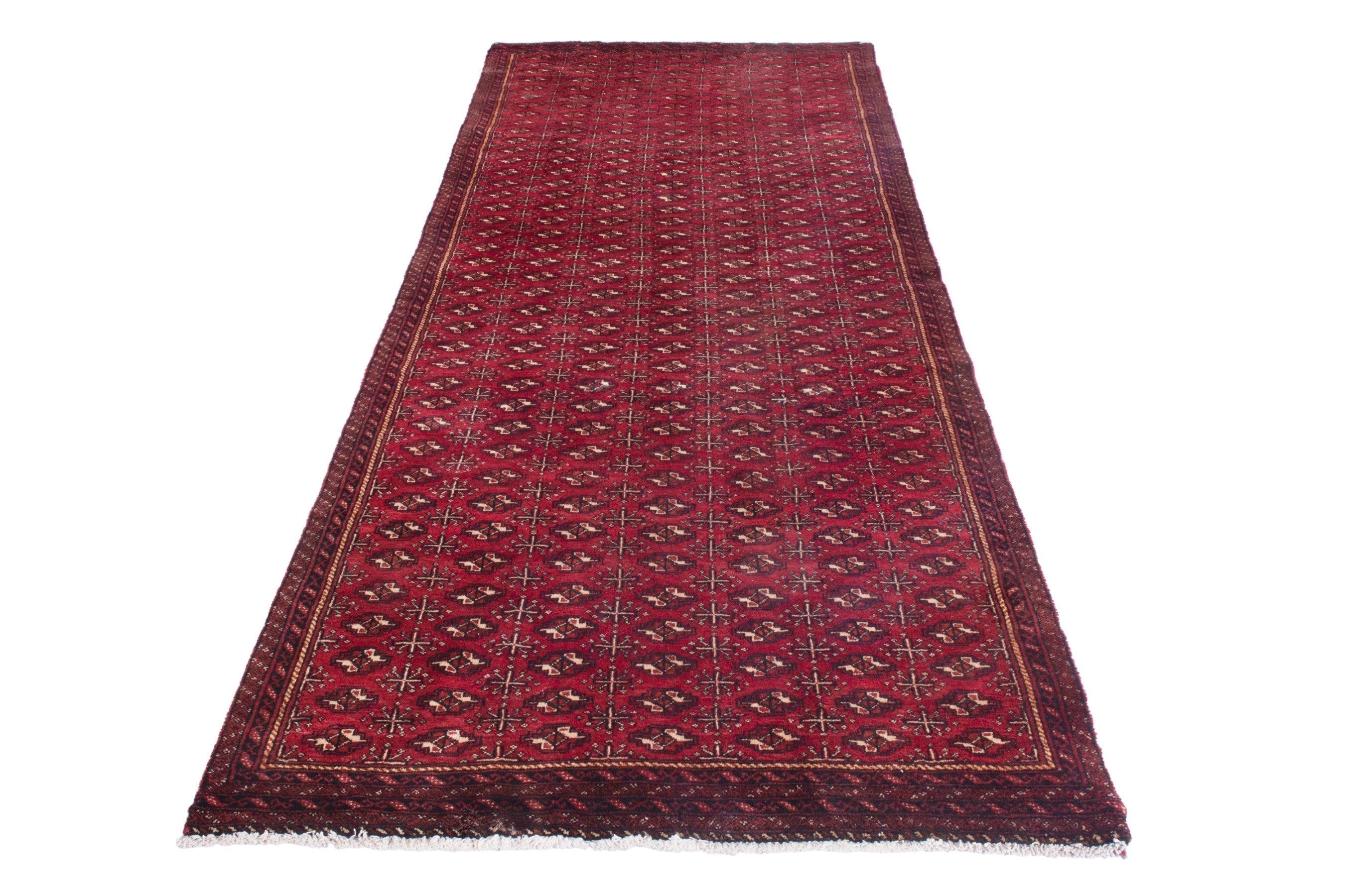 Persian Torkaman area rug in burgundy and deep red, view 3 of 21