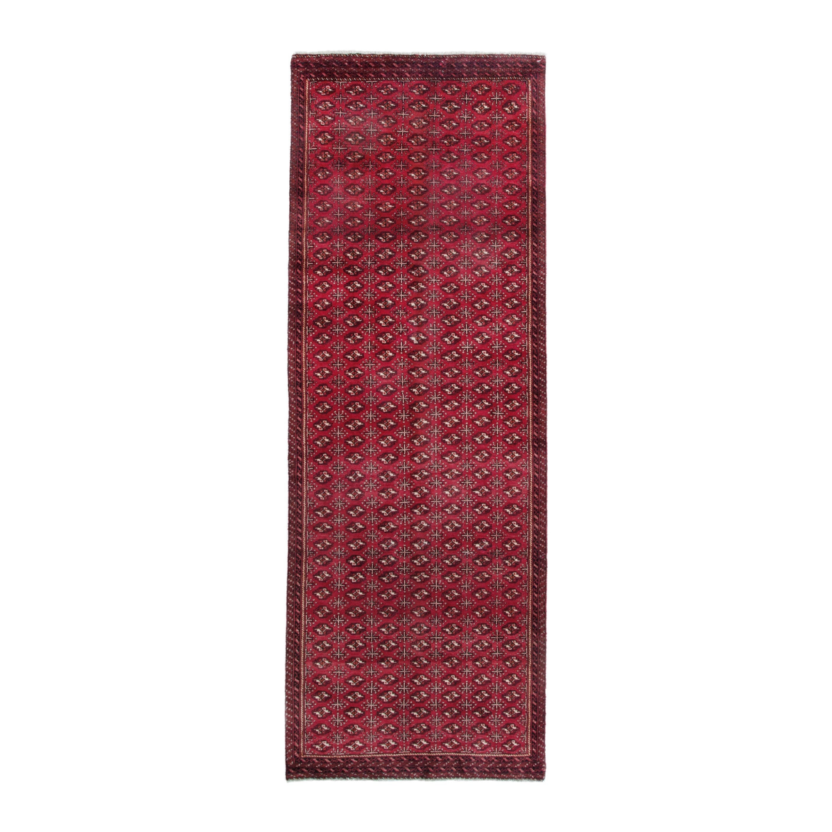 Persian Torkaman runner rug in burgundy and deep red, 4'3" x 12'10"