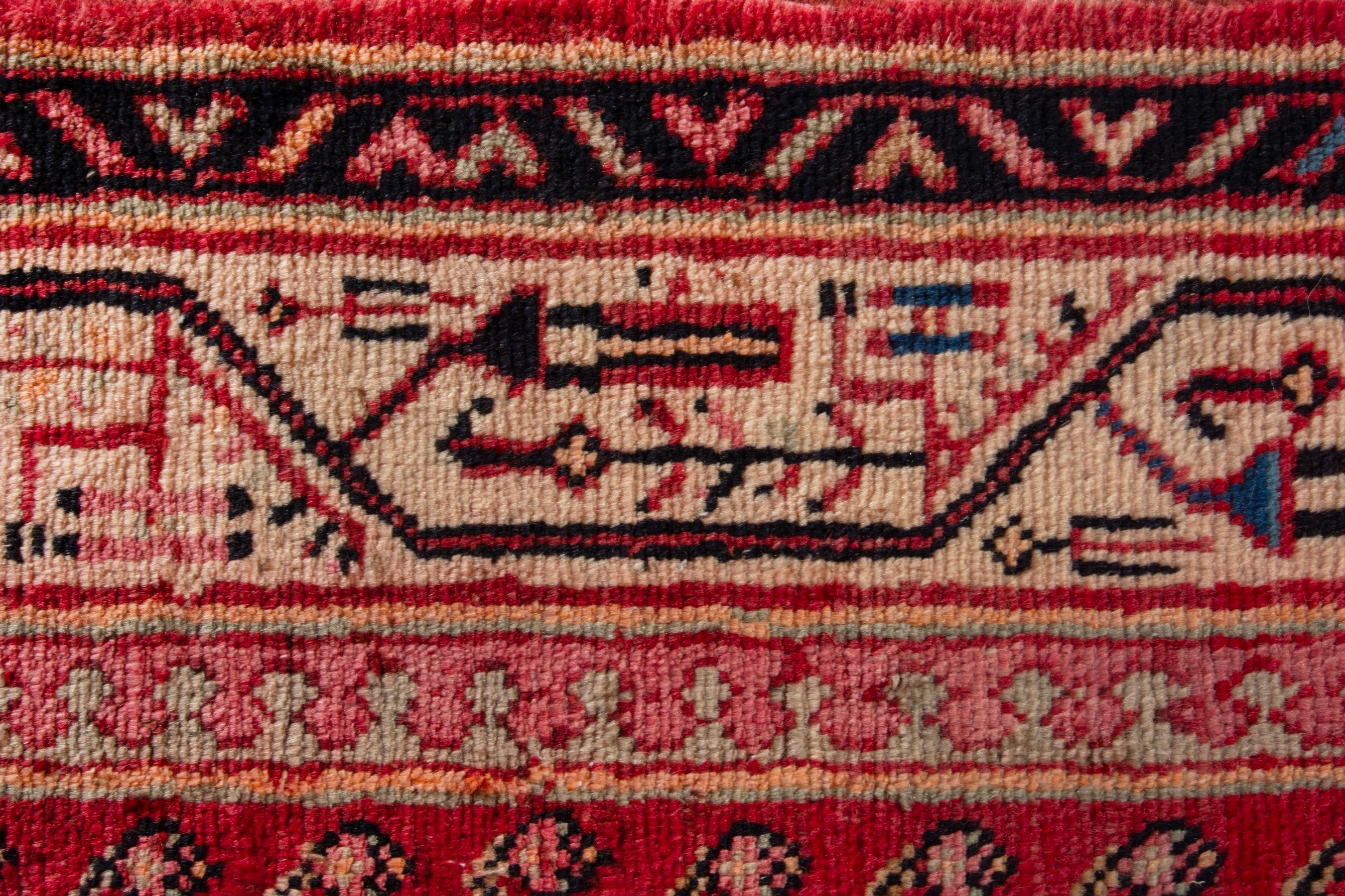 Persian Arak runner rug in deep red and antique gold, view 11 of 18