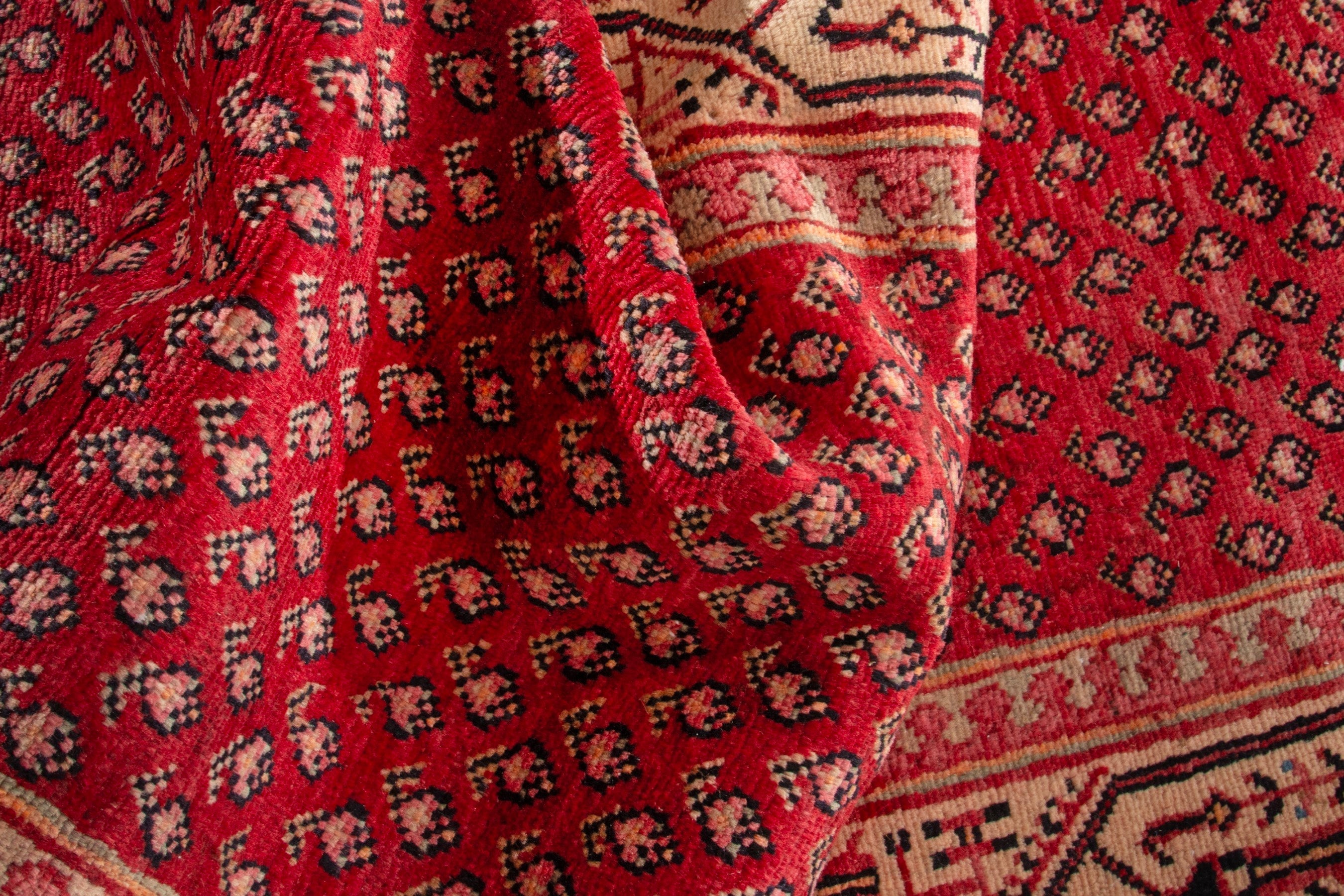 Persian Arak runner rug in deep red and antique gold, view 14 of 18