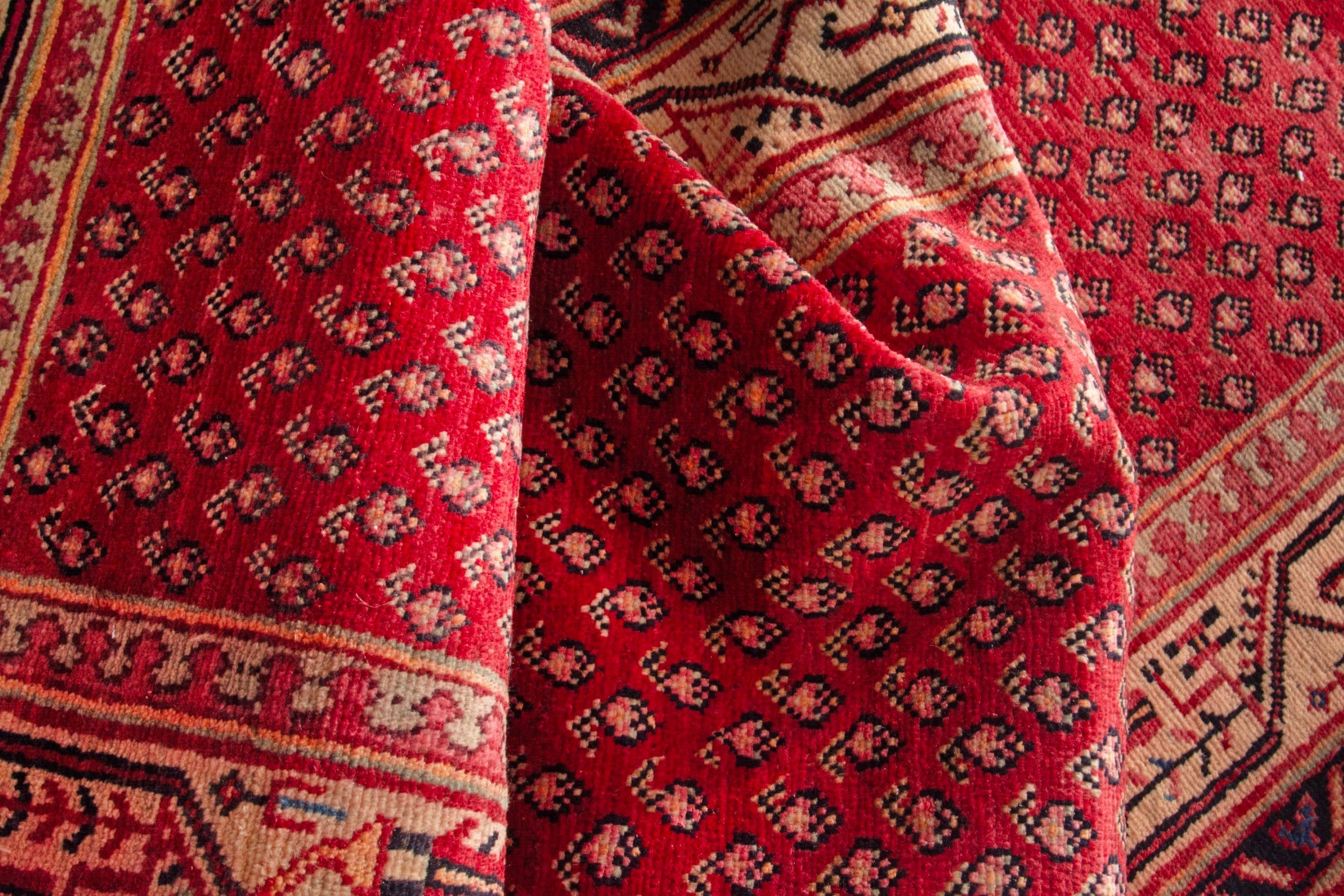 Persian Arak runner rug in deep red and antique gold, view 15 of 18
