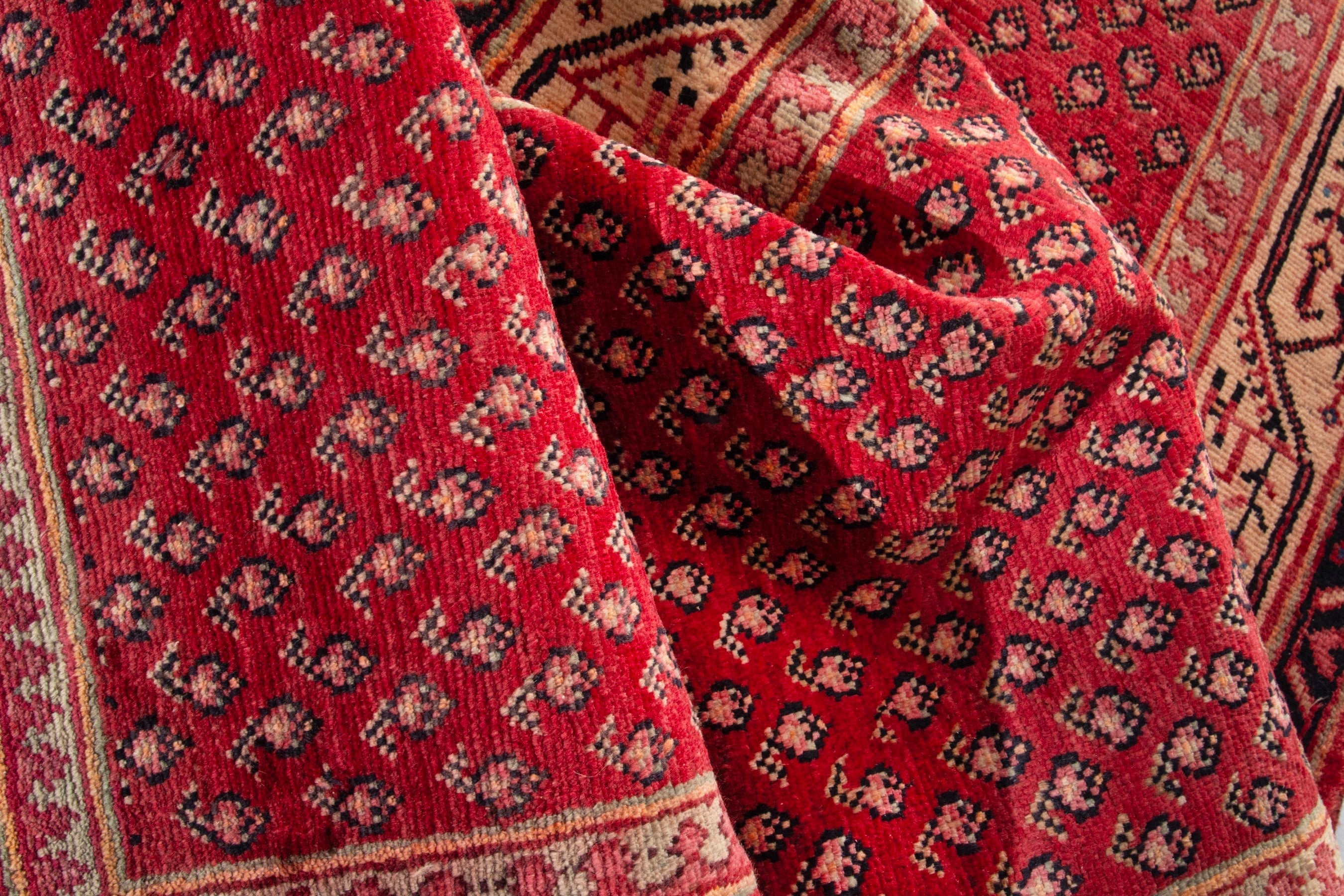 Persian Arak runner rug in deep red and antique gold, view 16 of 18